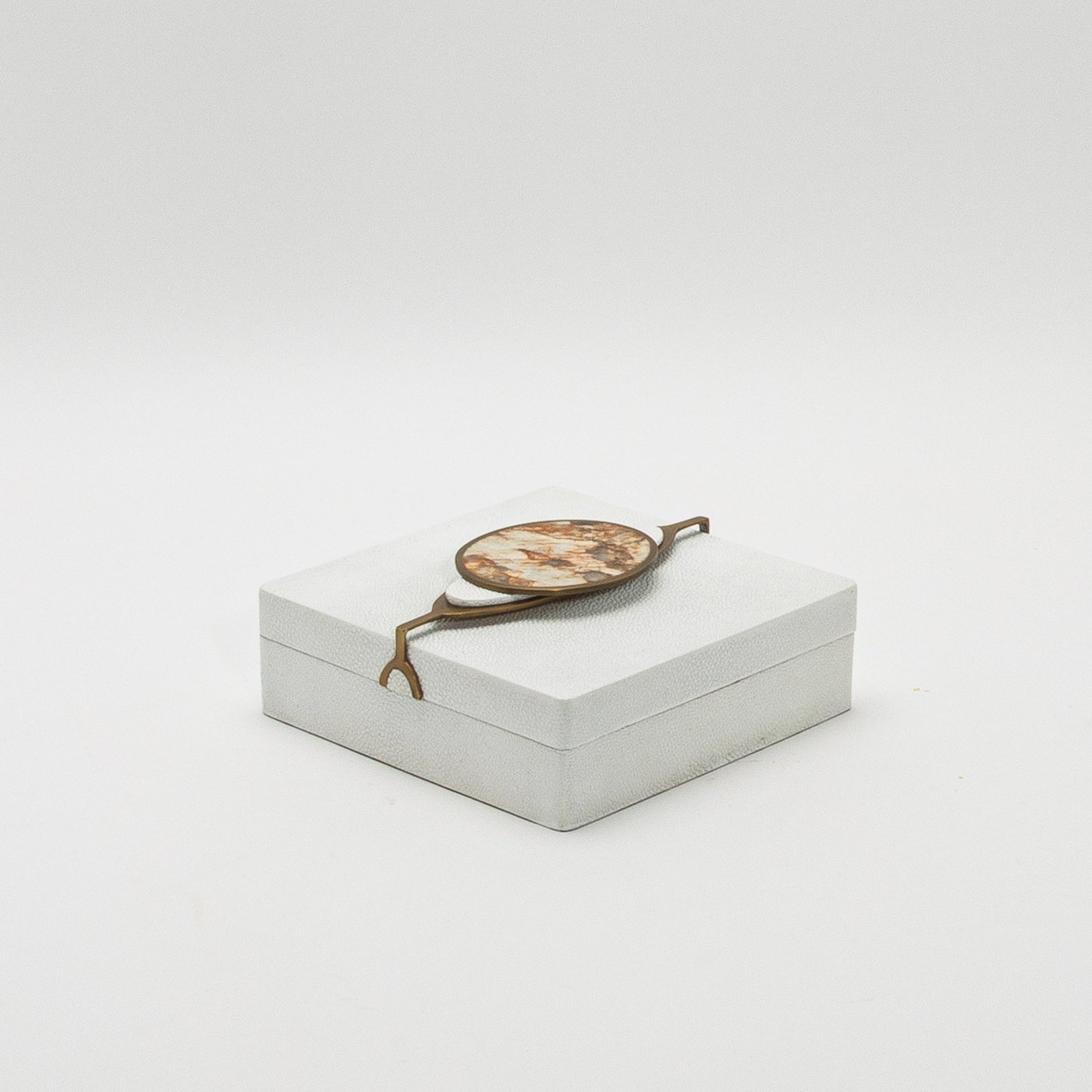 Set of 2 Boxes in Shagreen with Semi-Precious Stone and Brass by Kifu Paris