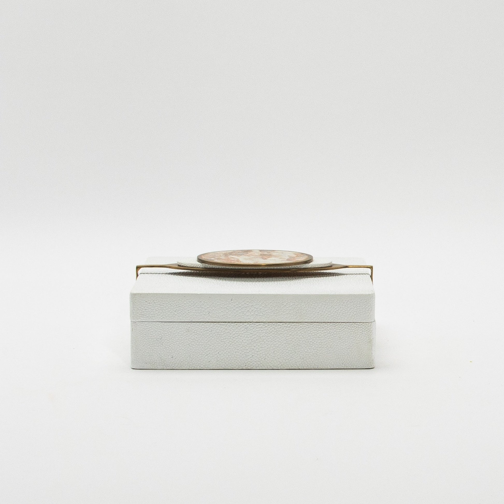 Set of 2 Boxes in Shagreen with Semi-Precious Stone and Brass by Kifu Paris