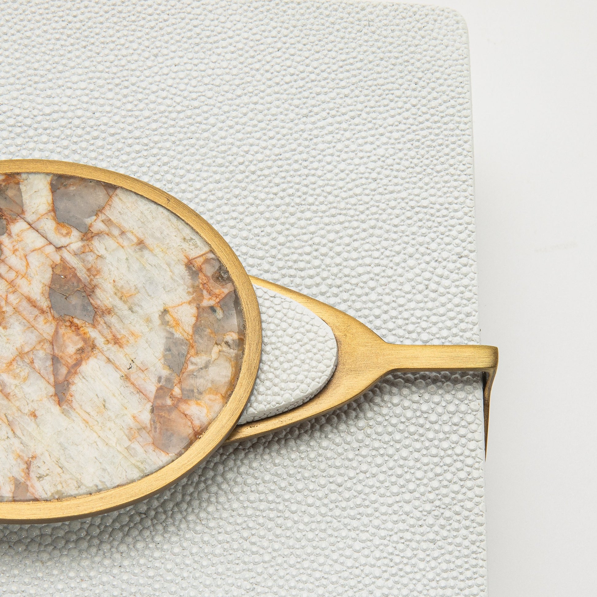 Set of 2 Boxes in Shagreen with Semi-Precious Stone and Brass by Kifu Paris