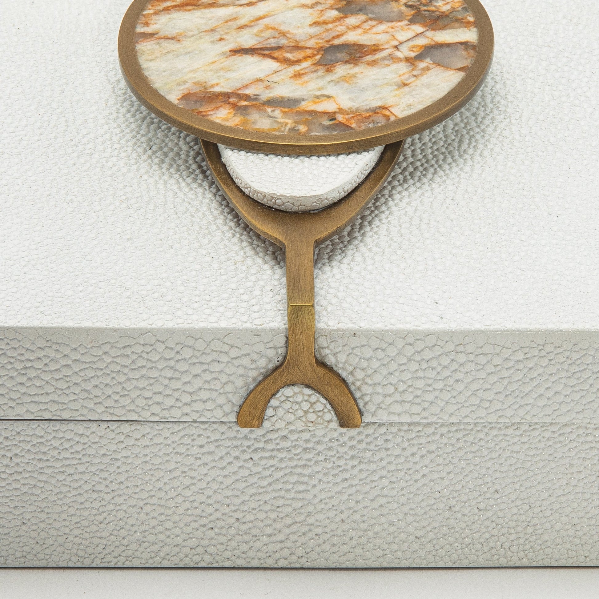Set of 2 Boxes in Shagreen with Semi-Precious Stone and Brass by Kifu Paris