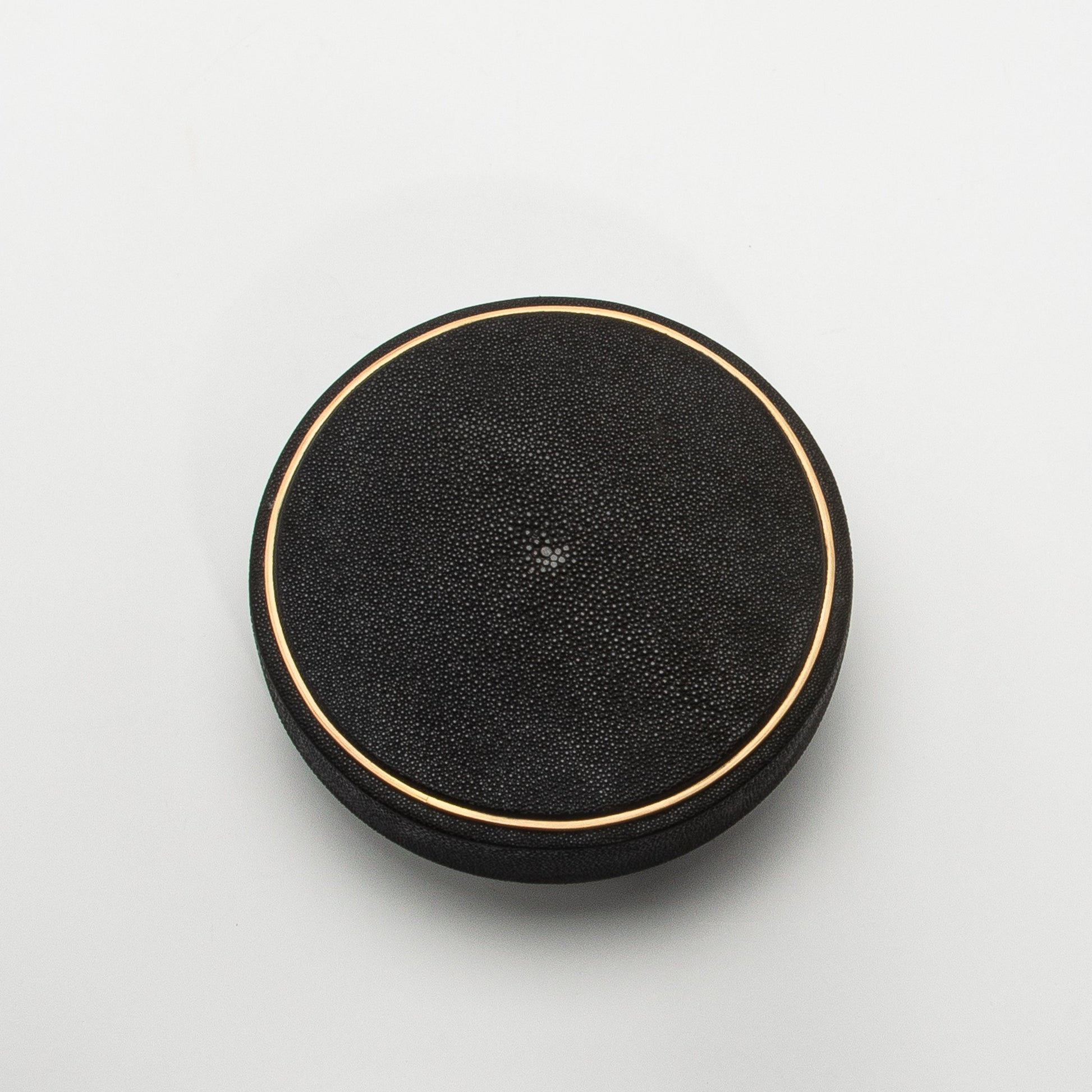 Set of 3 Boxes in Black Shagreen with Brass Frame by R&Y Augousti