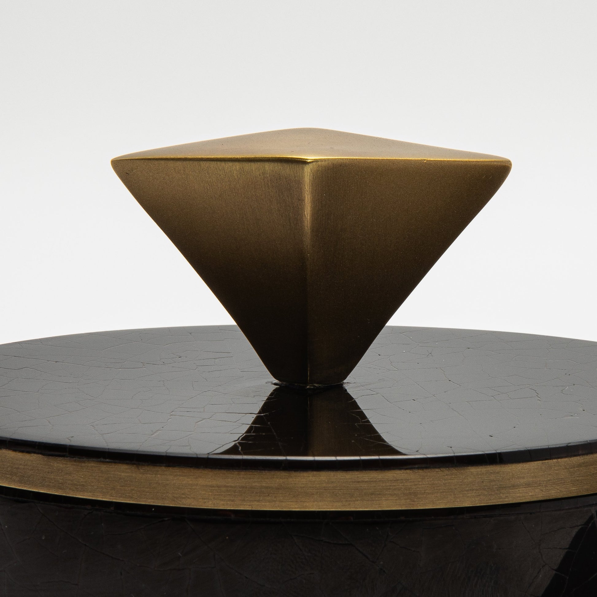 Set of 2 Boxes in Black Shell with Bronze Patina Brass Knob by Kifu Paris