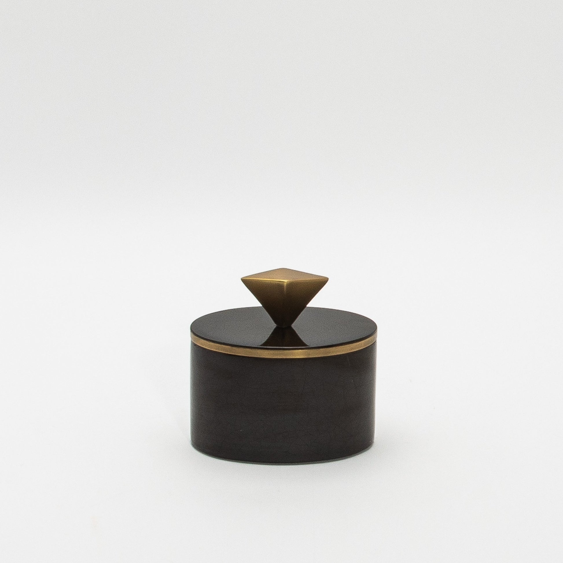 Set of 2 Boxes in Black Oak with Bronze Patina Brass Knob by Kifu Paris