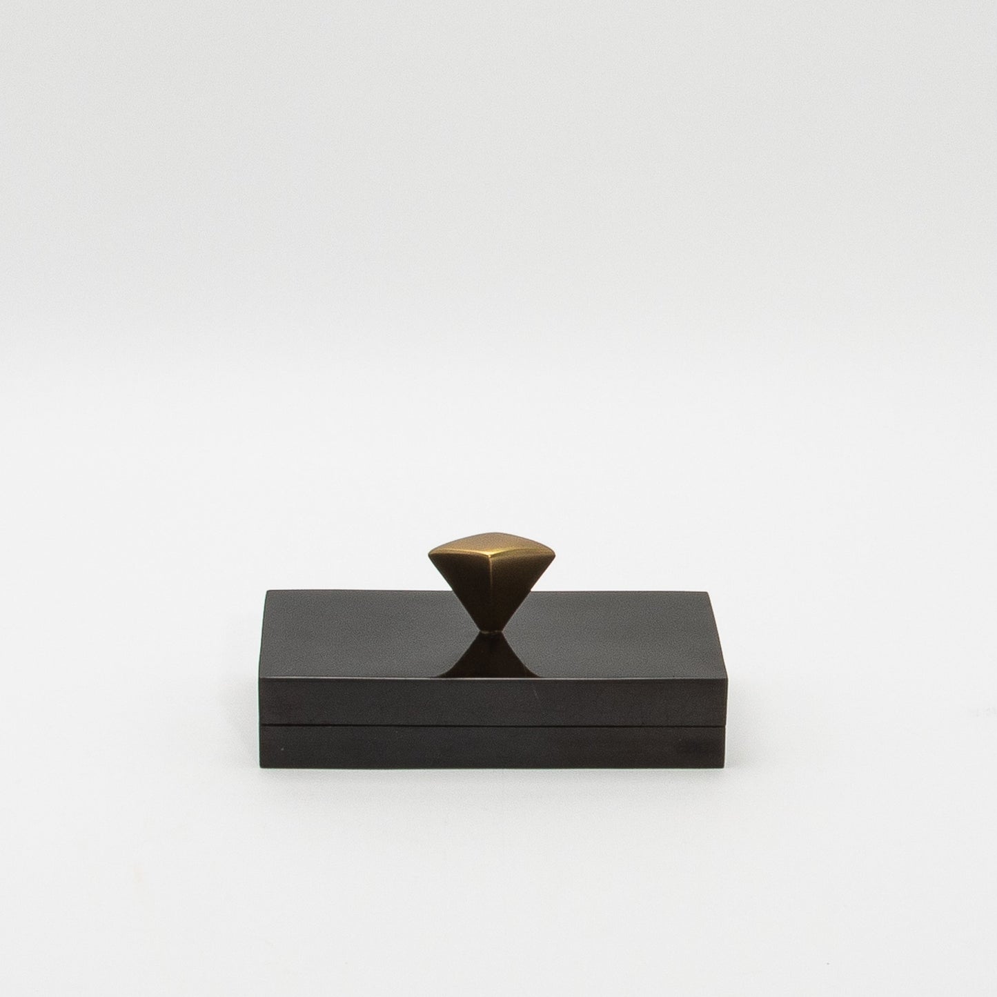 Set of 2 Boxes in Black Oak with Bronze Patina Brass Knob by Kifu Paris