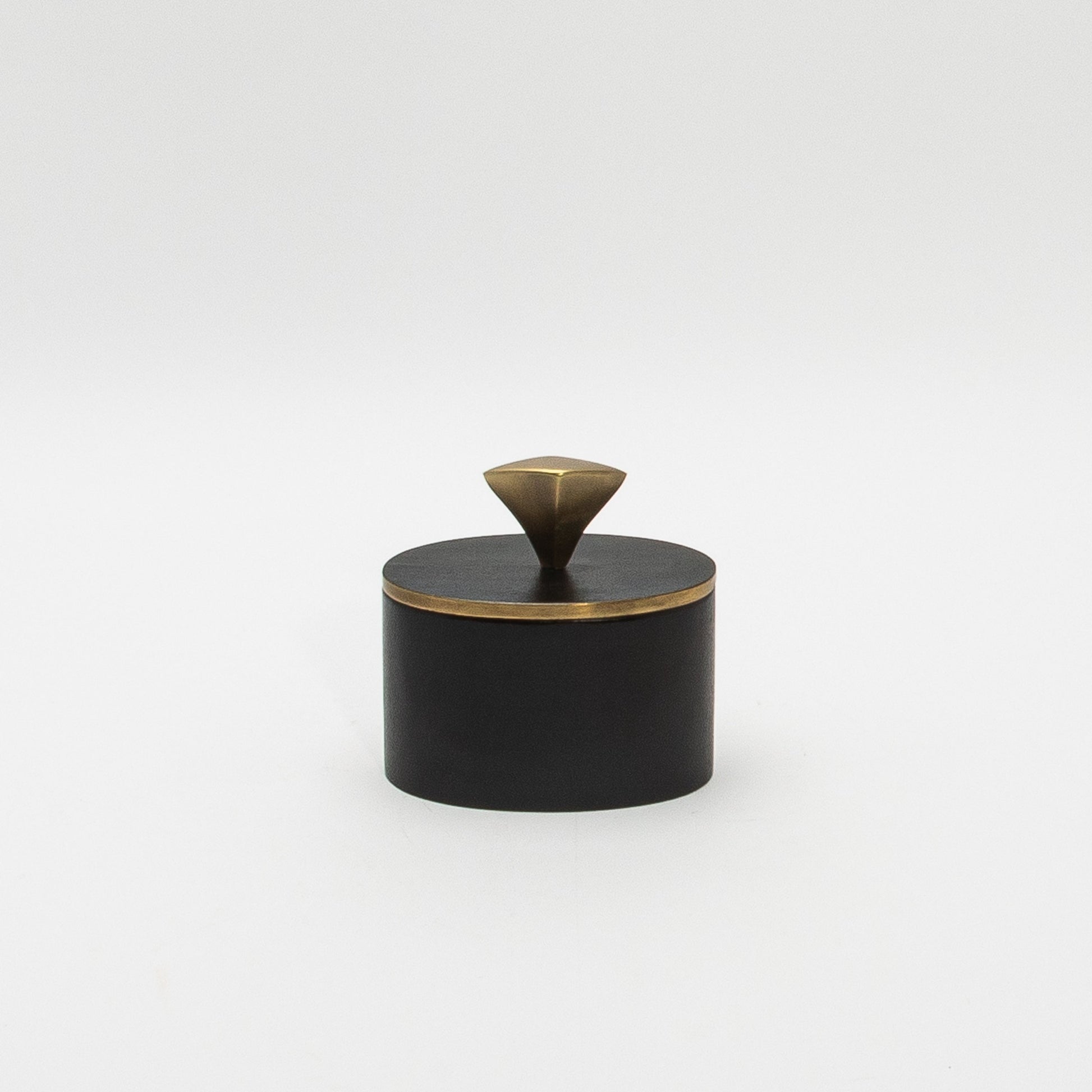 Set of 2 Boxes in Black Oak with Bronze Patina Brass Knob by Kifu Paris