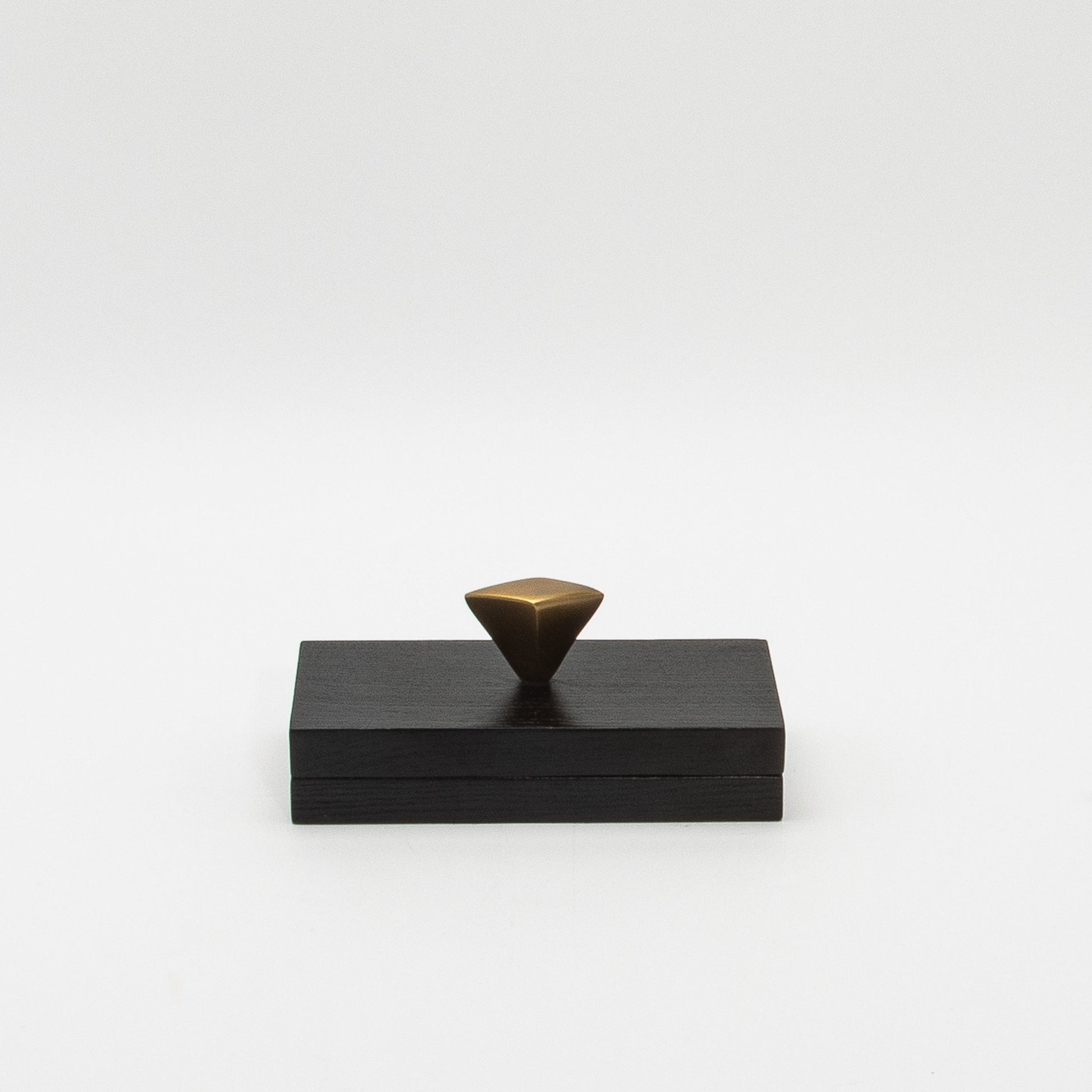Set of 2 Boxes in Black Oak with Bronze Patina Brass Knob by Kifu Paris