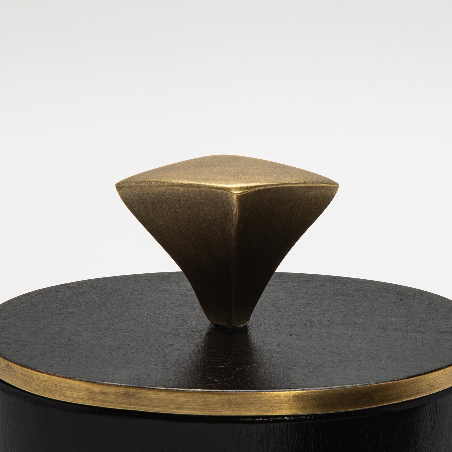 Set of 2 Boxes in Black Oak with Bronze Patina Brass Knob by Kifu Paris