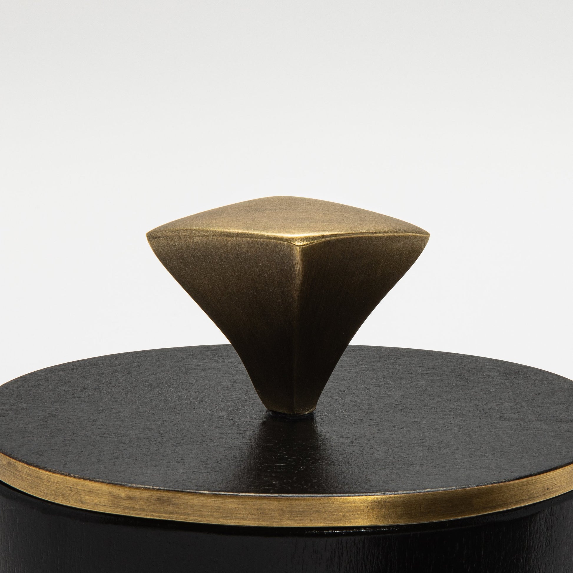 Set of 2 Boxes in Black Oak with Bronze Patina Brass Knob by Kifu Paris