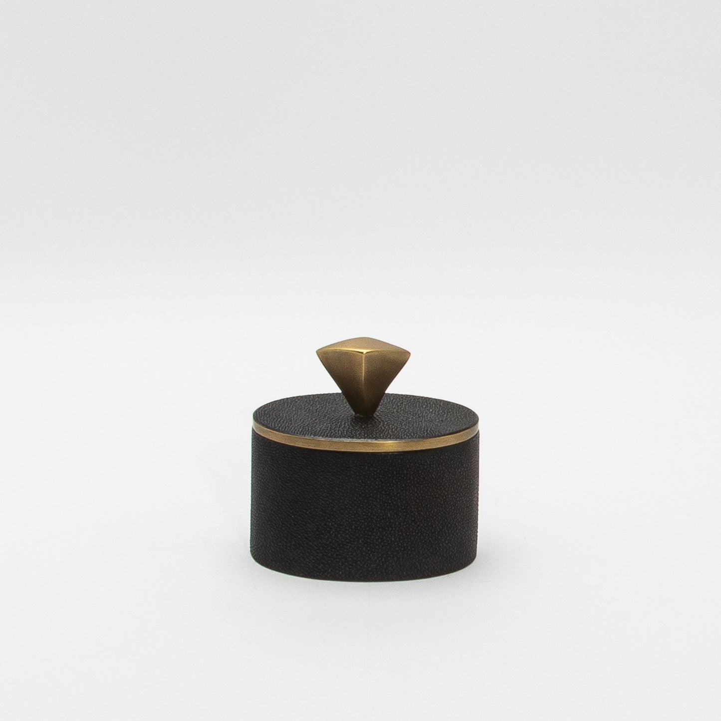 Set of 2 Boxes in Black Shagreen with Bronze Patina Brass Knob by Kifu Paris