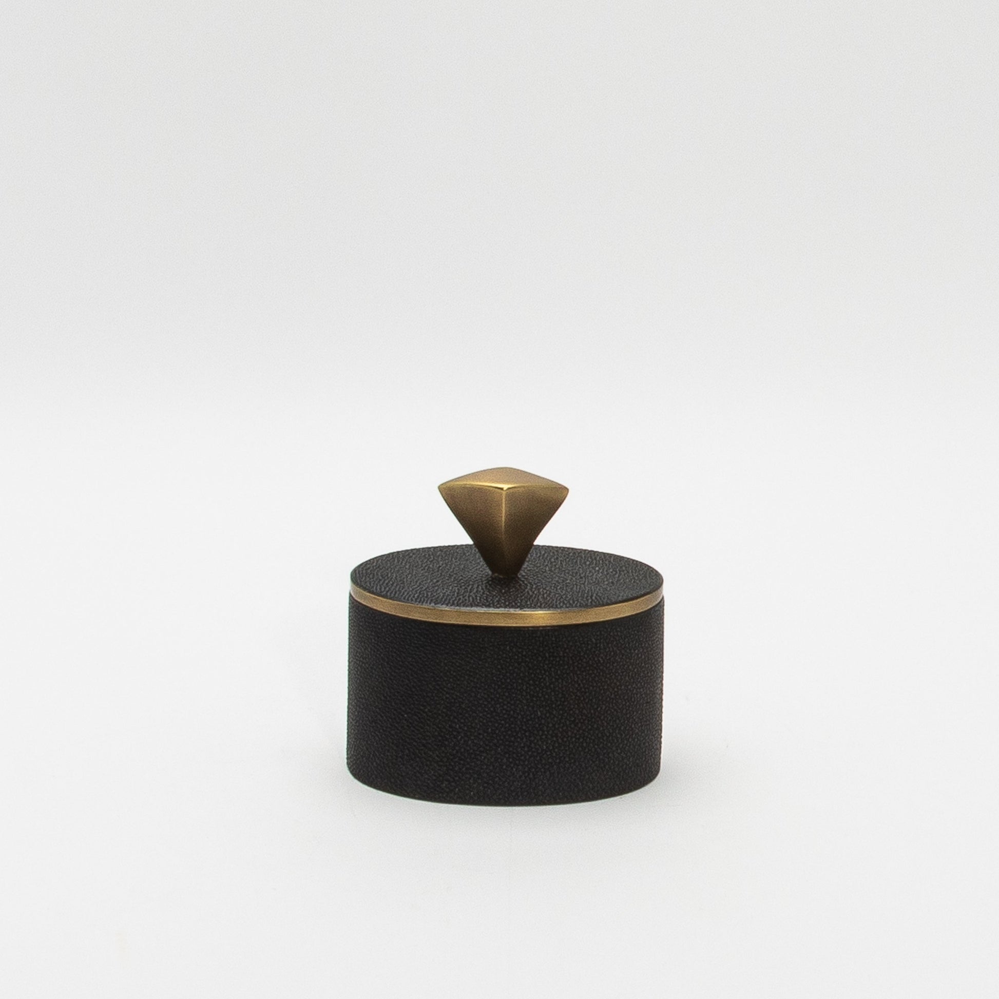 Set of 2 Boxes in Black Shagreen with Bronze Patina Brass Knob by Kifu Paris