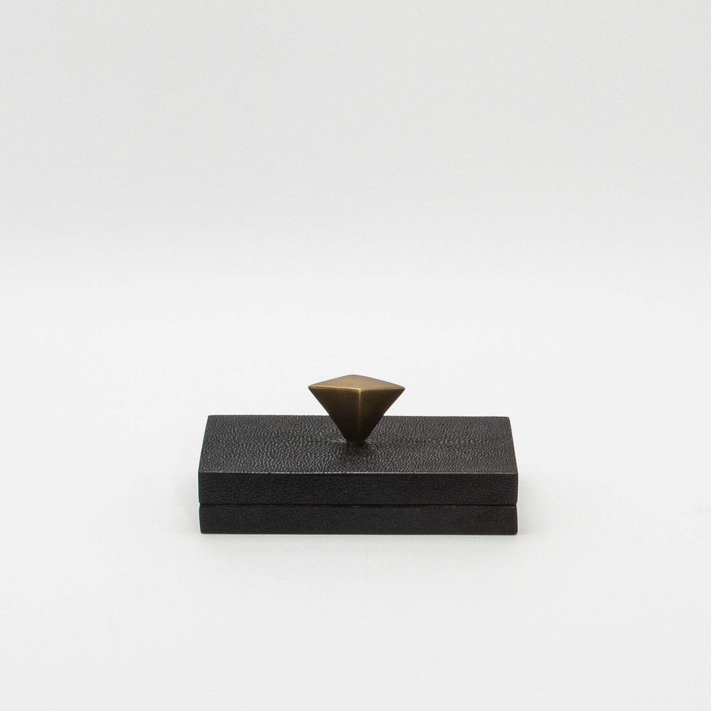 Set of 2 Boxes in Black Shagreen with Bronze Patina Brass Knob by Kifu Paris