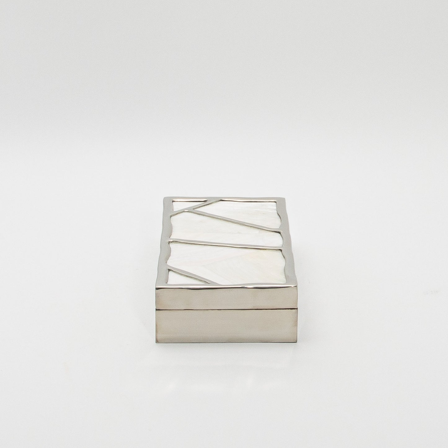 Modern Box in Mother of Pearl with Polished Stainless Steel by R&Y Augousti