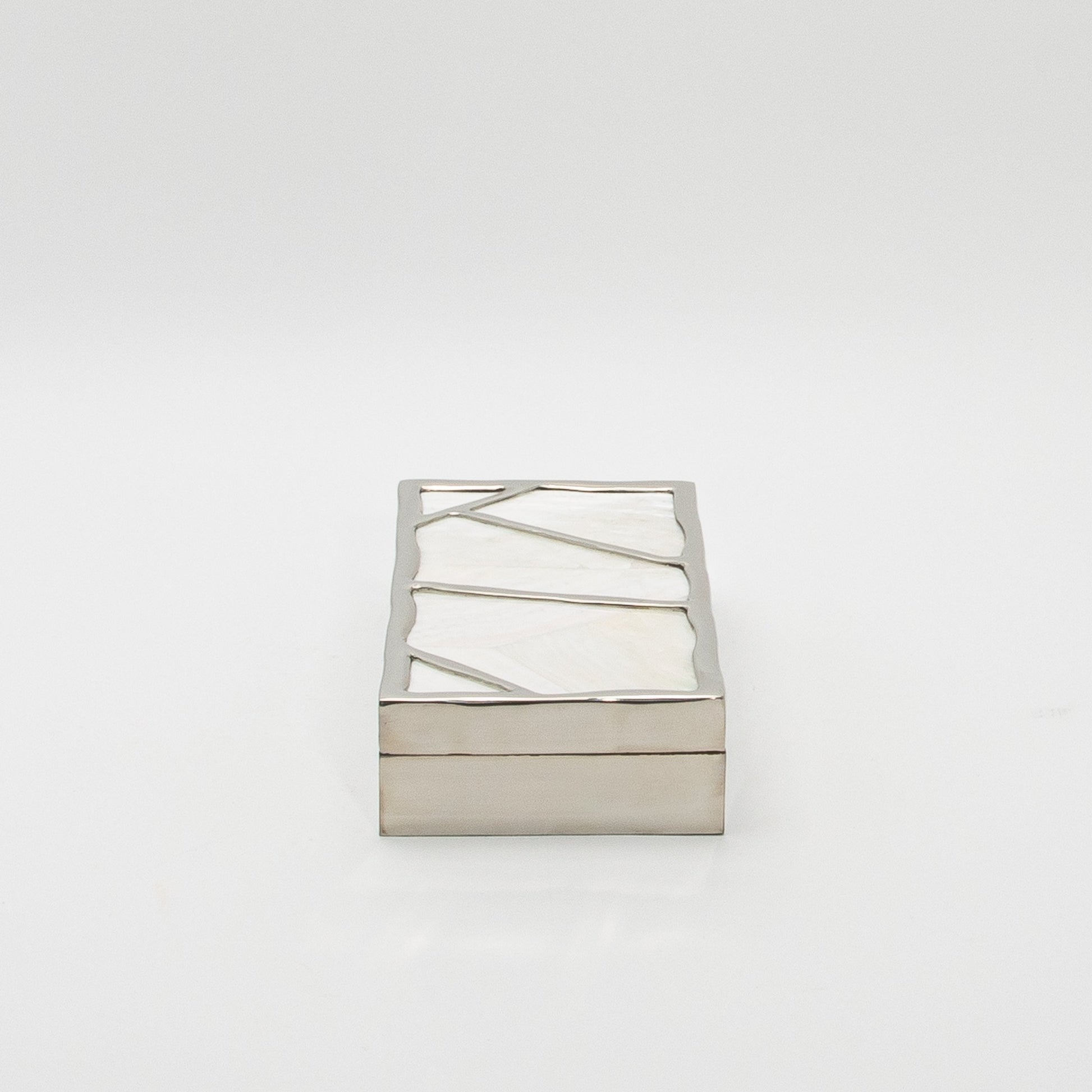 Modern Box in Mother of Pearl with Polished Stainless Steel by R&Y Augousti