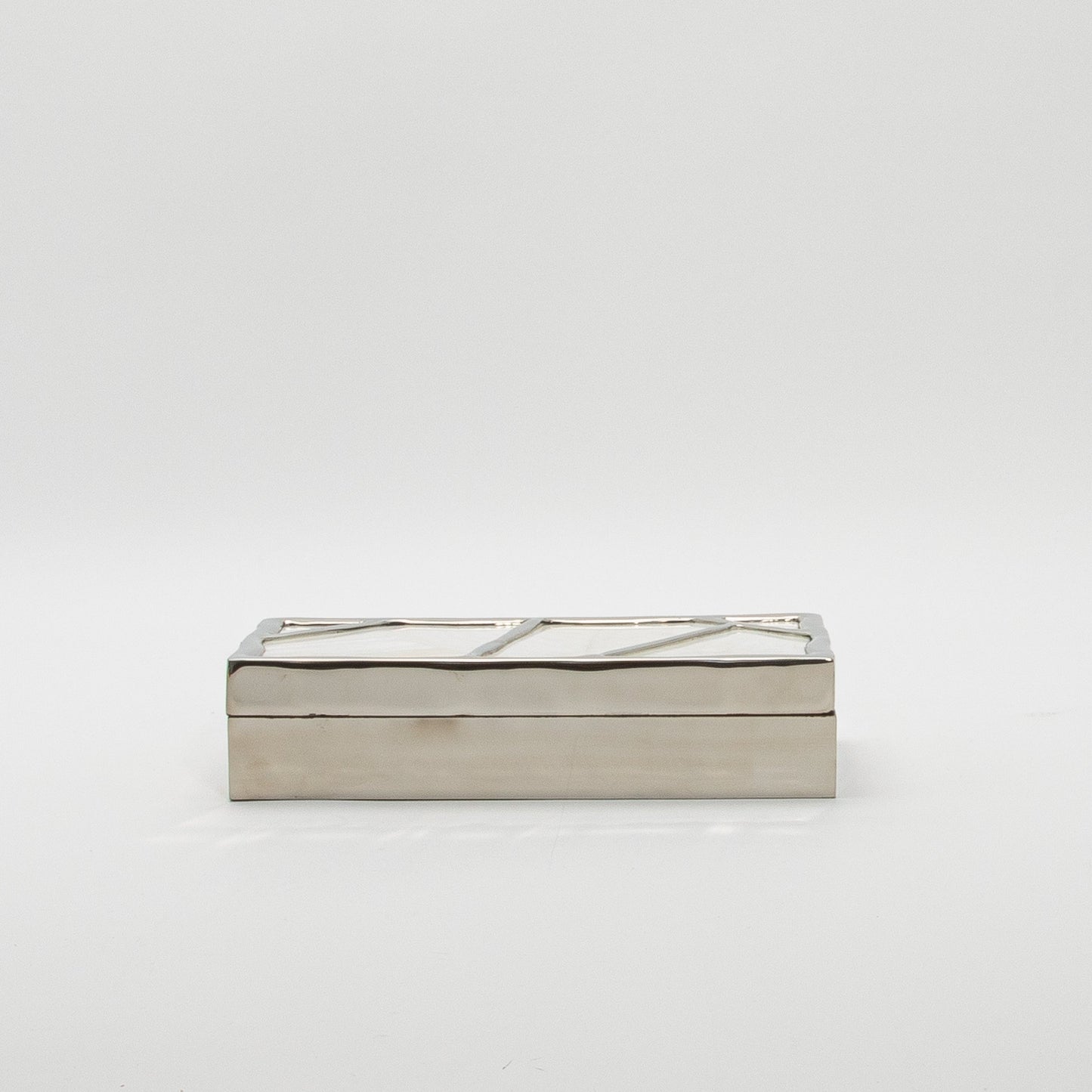 Modern Box in Mother of Pearl with Polished Stainless Steel by R&Y Augousti