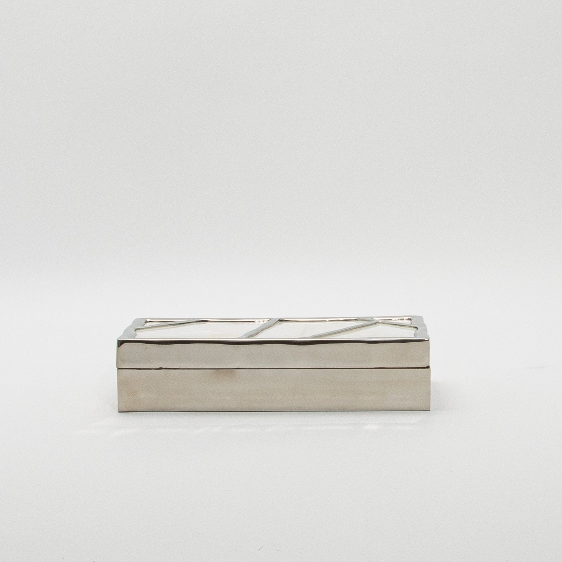 Modern Box in Mother of Pearl with Polished Stainless Steel by R&Y Augousti