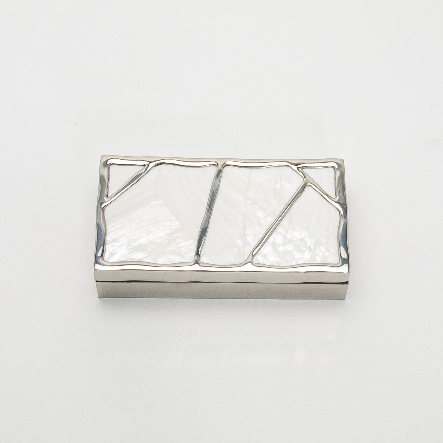 Modern Box in Mother of Pearl with Polished Stainless Steel by R&Y Augousti