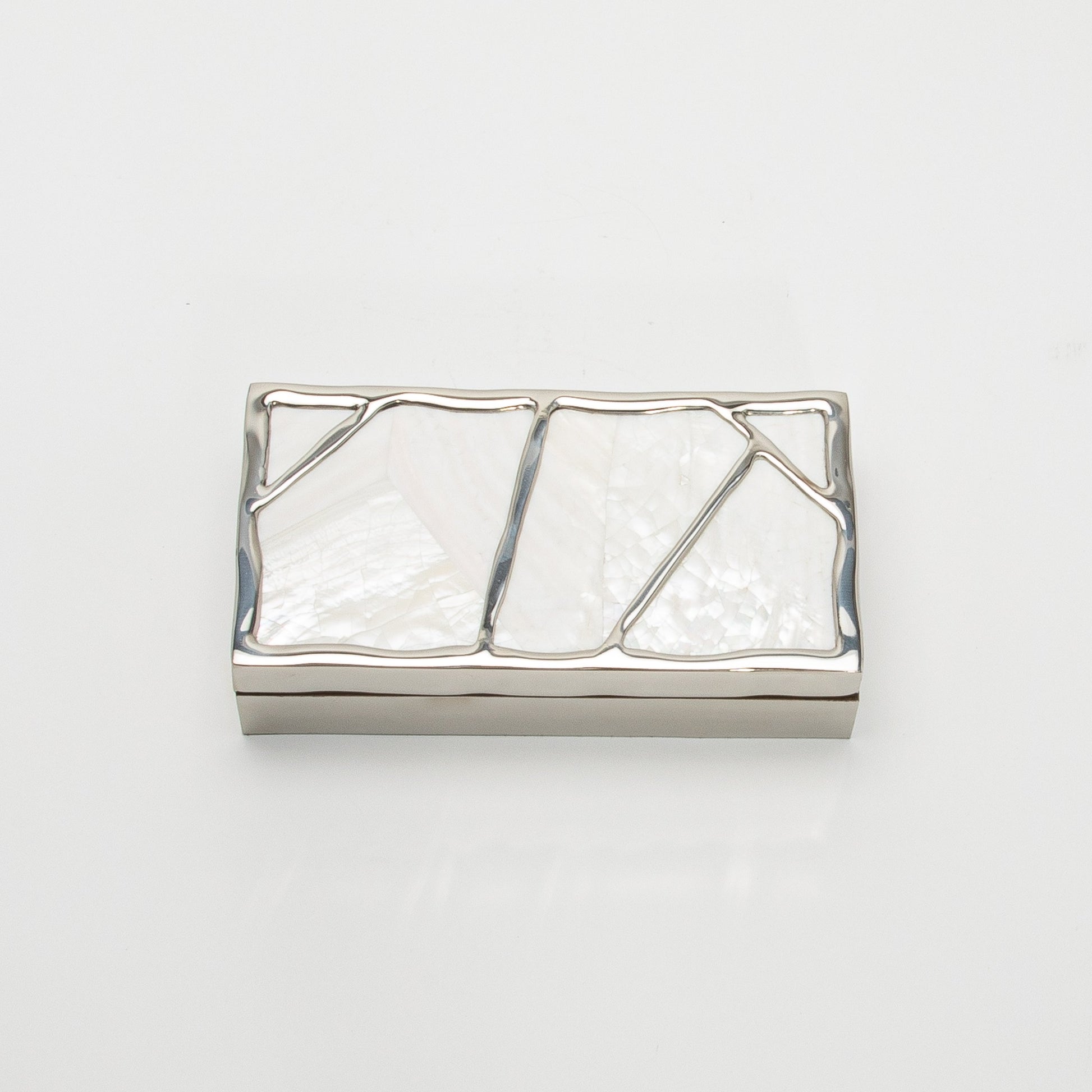 Modern Box in Mother of Pearl with Polished Stainless Steel by R&Y Augousti
