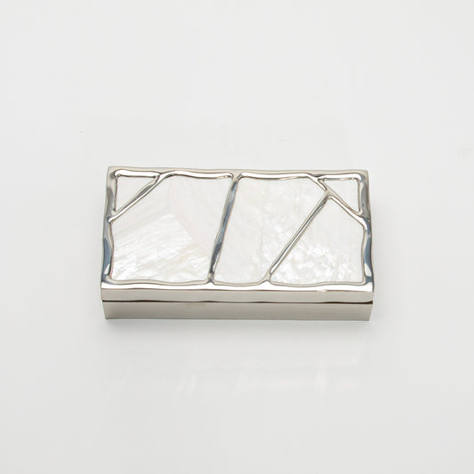 Modern Box in Mother of Pearl with Polished Stainless Steel by R&Y Augousti