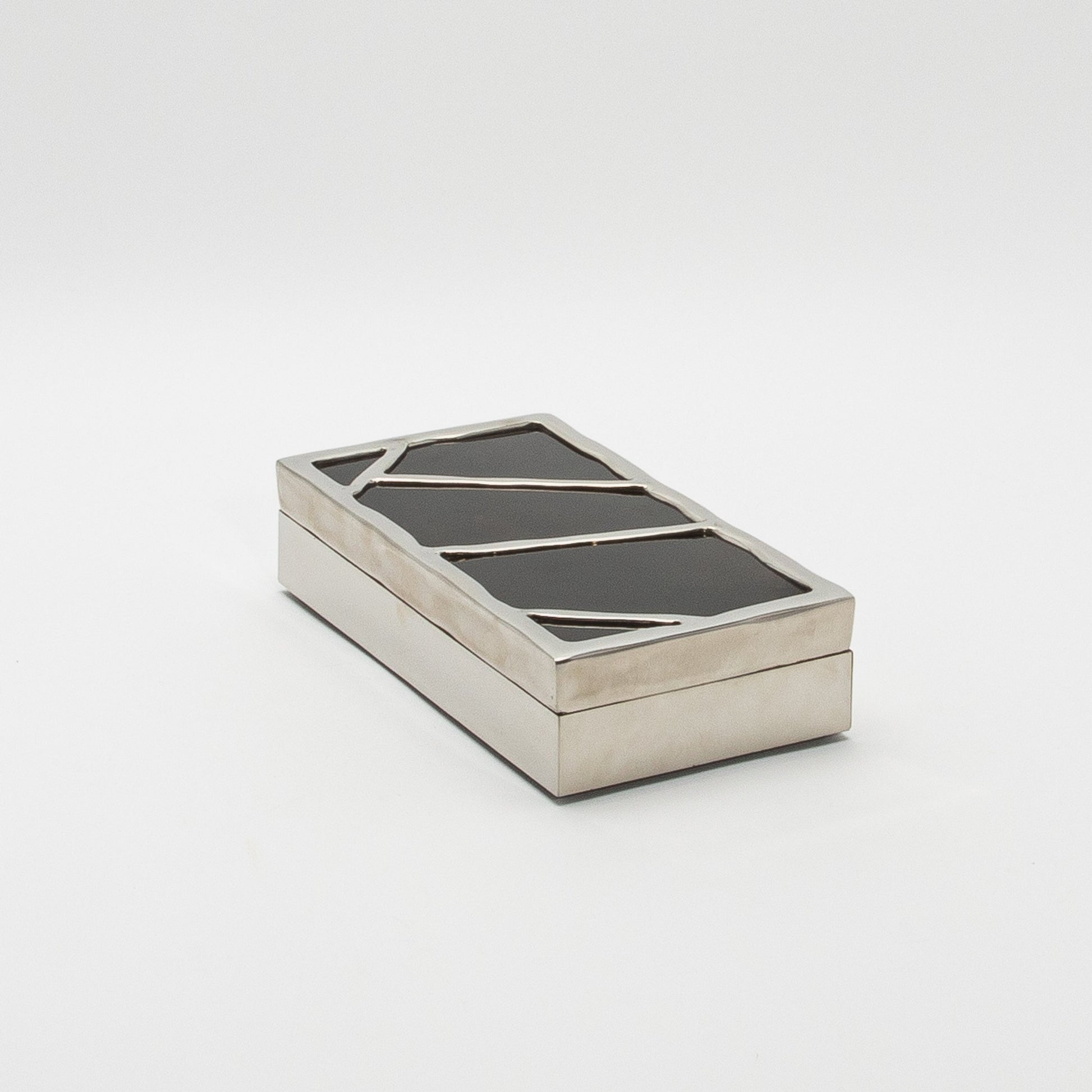Modern Box in Black Shell with Polished Stainless Steel by R&Y Augousti