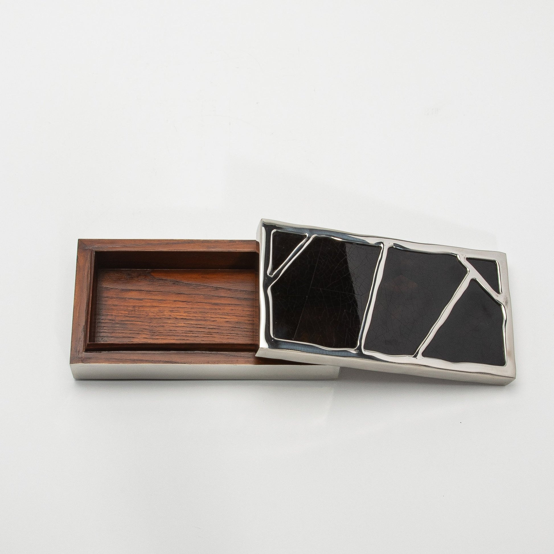 Modern Box in Black Shell with Polished Stainless Steel by R&Y Augousti