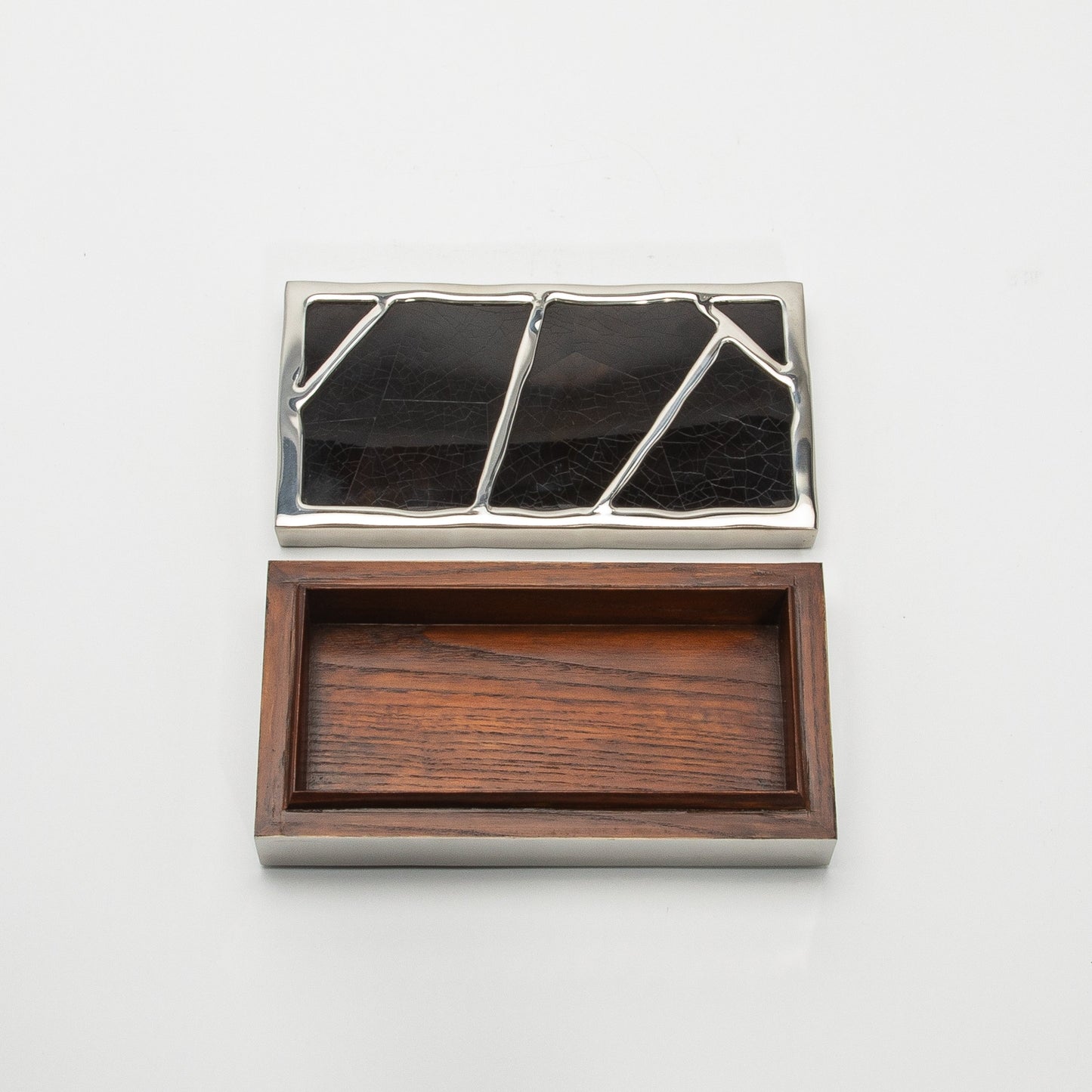Modern Box in Black Shell with Polished Stainless Steel by R&Y Augousti