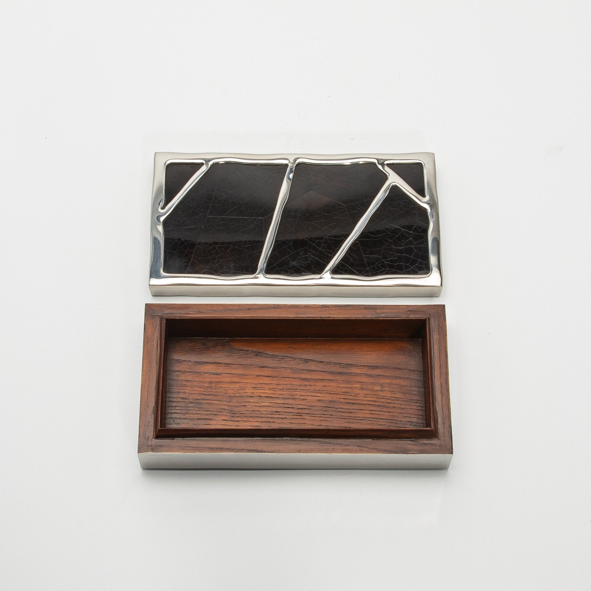 Modern Box in Black Shell with Polished Stainless Steel by R&Y Augousti