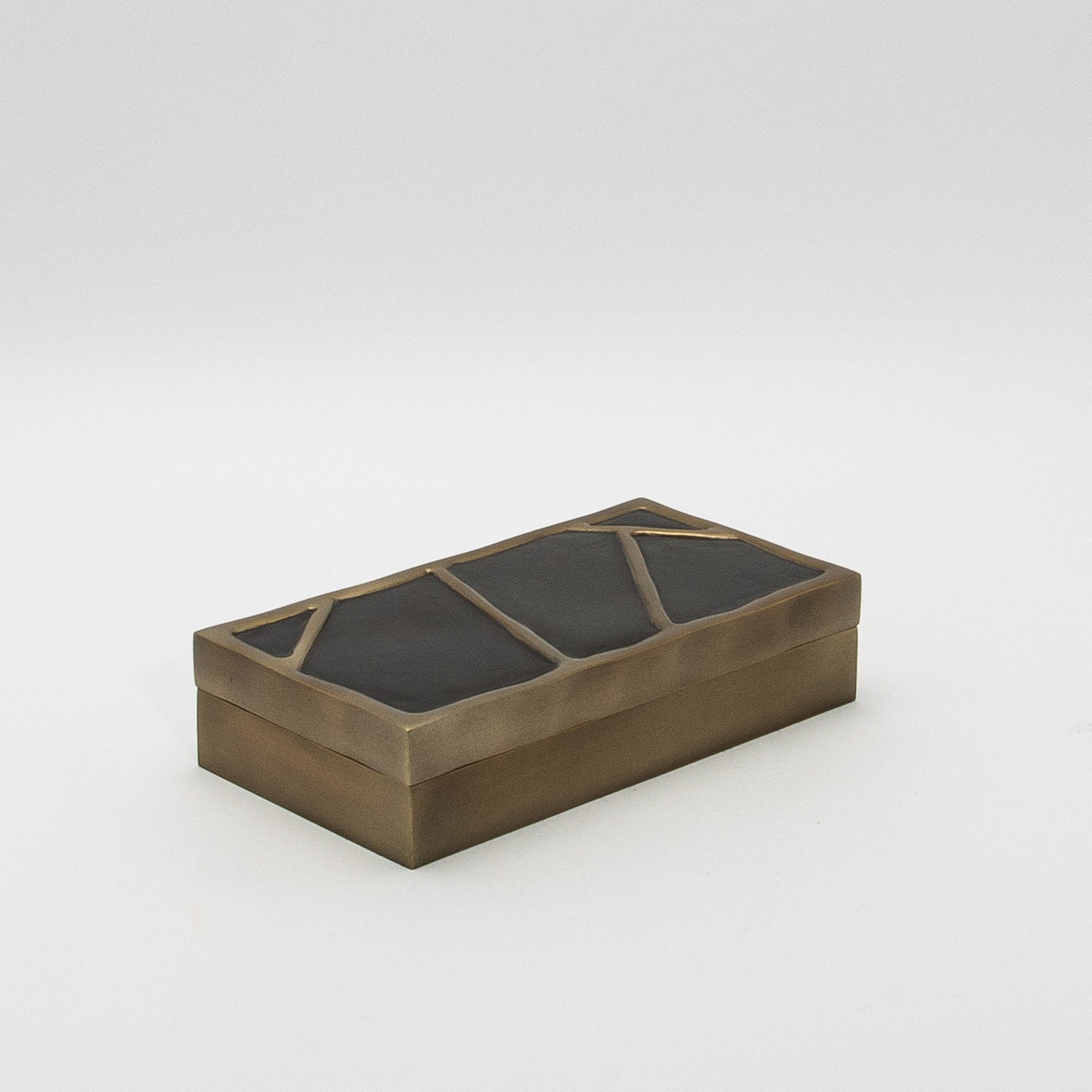 Modern Box in Black Shell with Bronze Patina Brass by R&Y Augousti