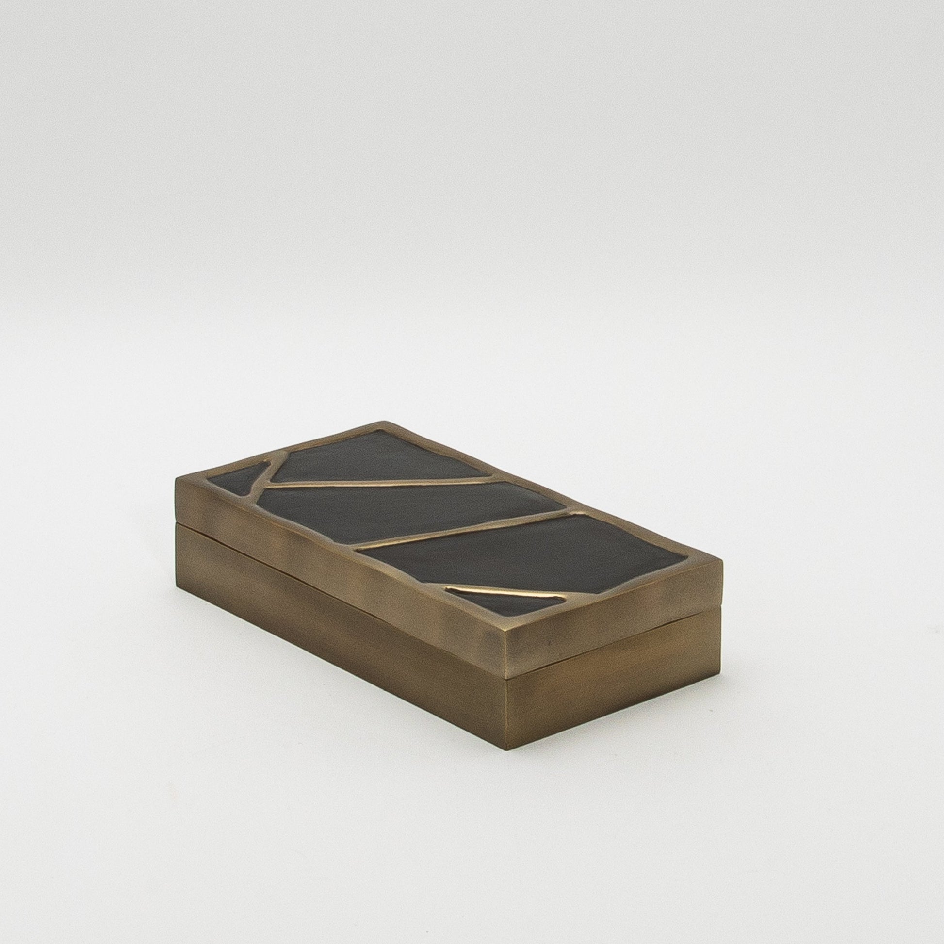 Modern Box in Black Shell with Bronze Patina Brass by R&Y Augousti