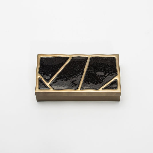 Modern Box in Black Shell with Bronze Patina Brass by R&Y Augousti