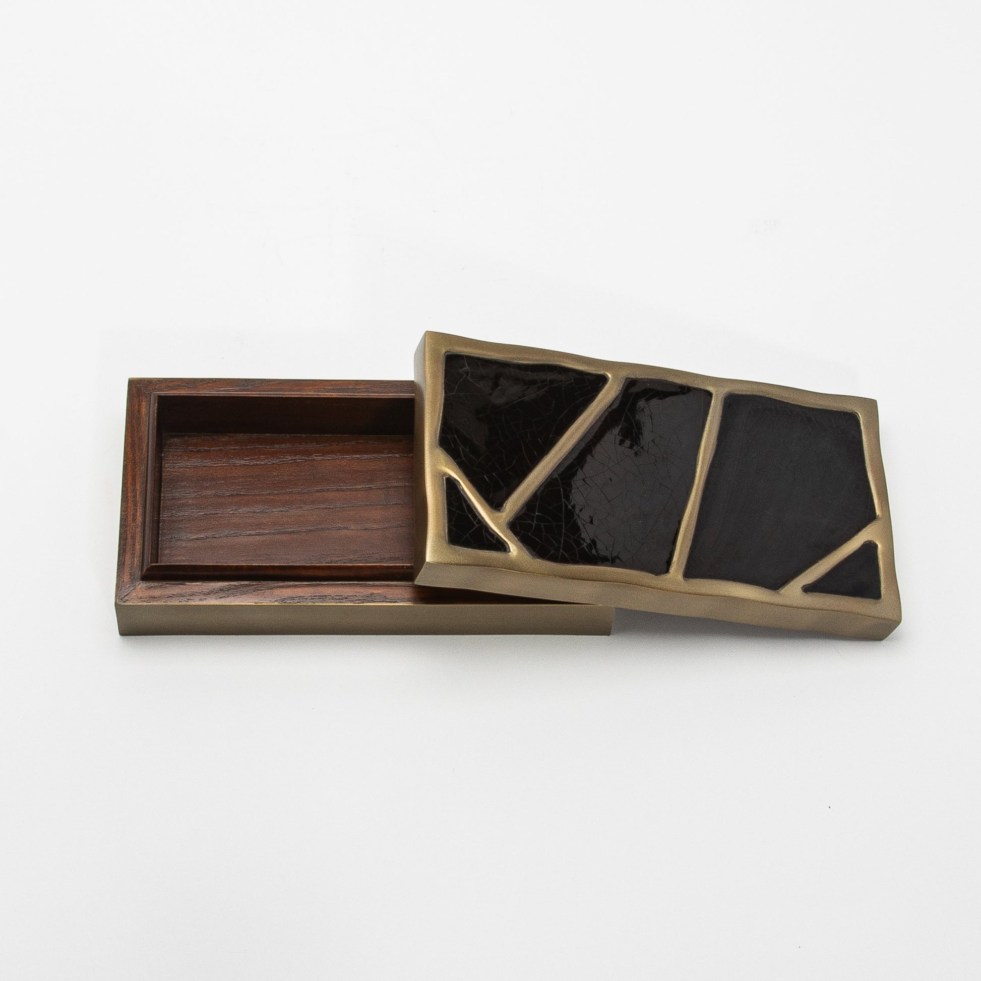 Modern Box in Black Shell with Bronze Patina Brass by R&Y Augousti
