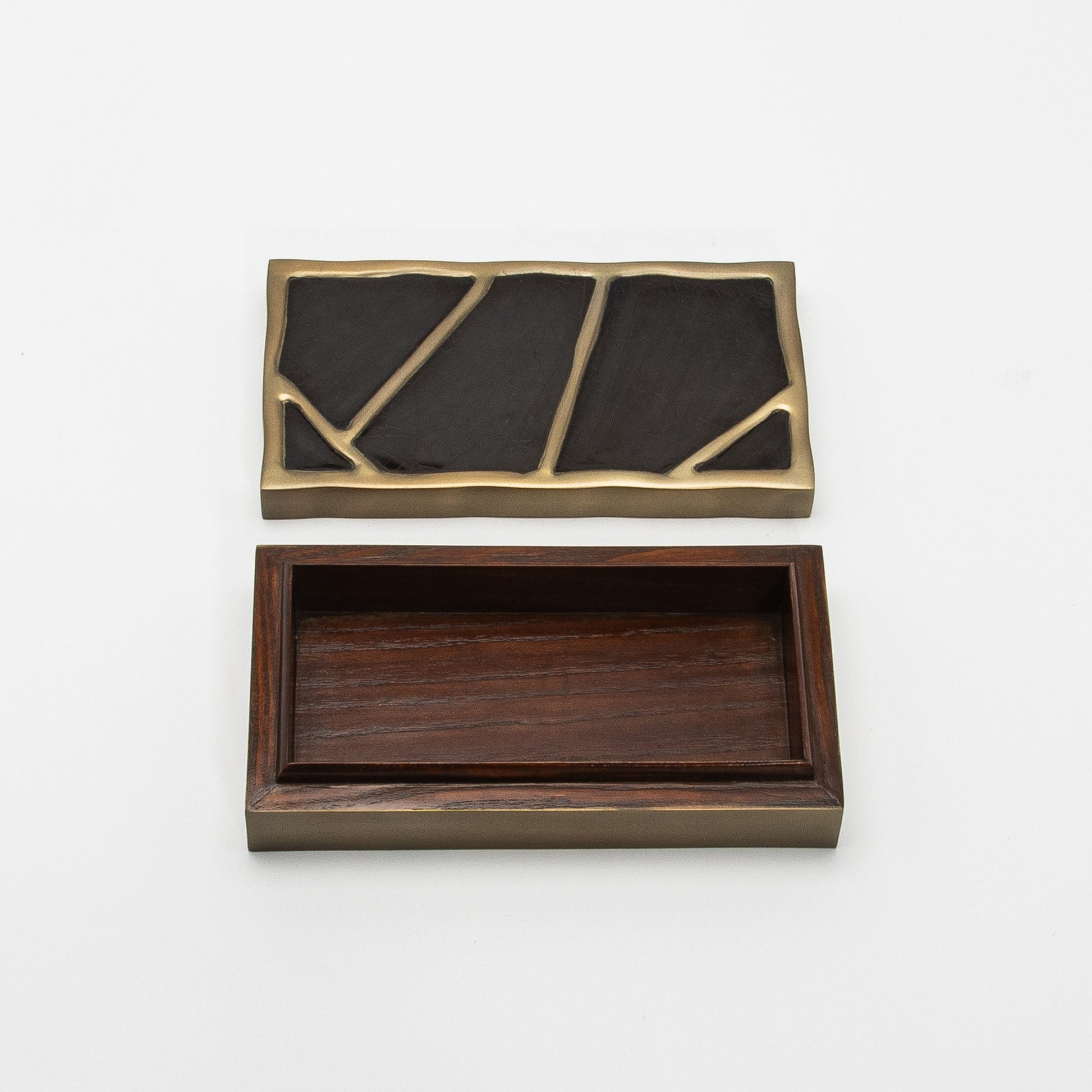 Modern Box in Black Shell with Bronze Patina Brass by R&Y Augousti