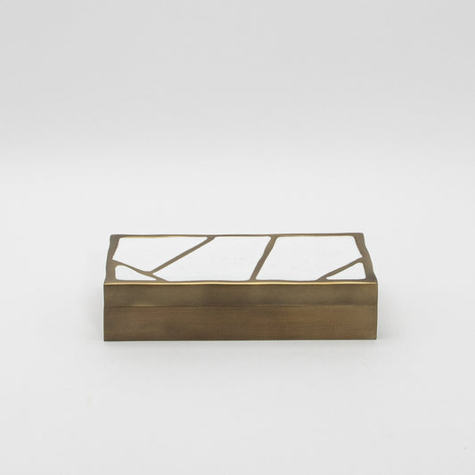 Modern Box in White Shagreen with Bronze Patina Brass by R&Y Augousti