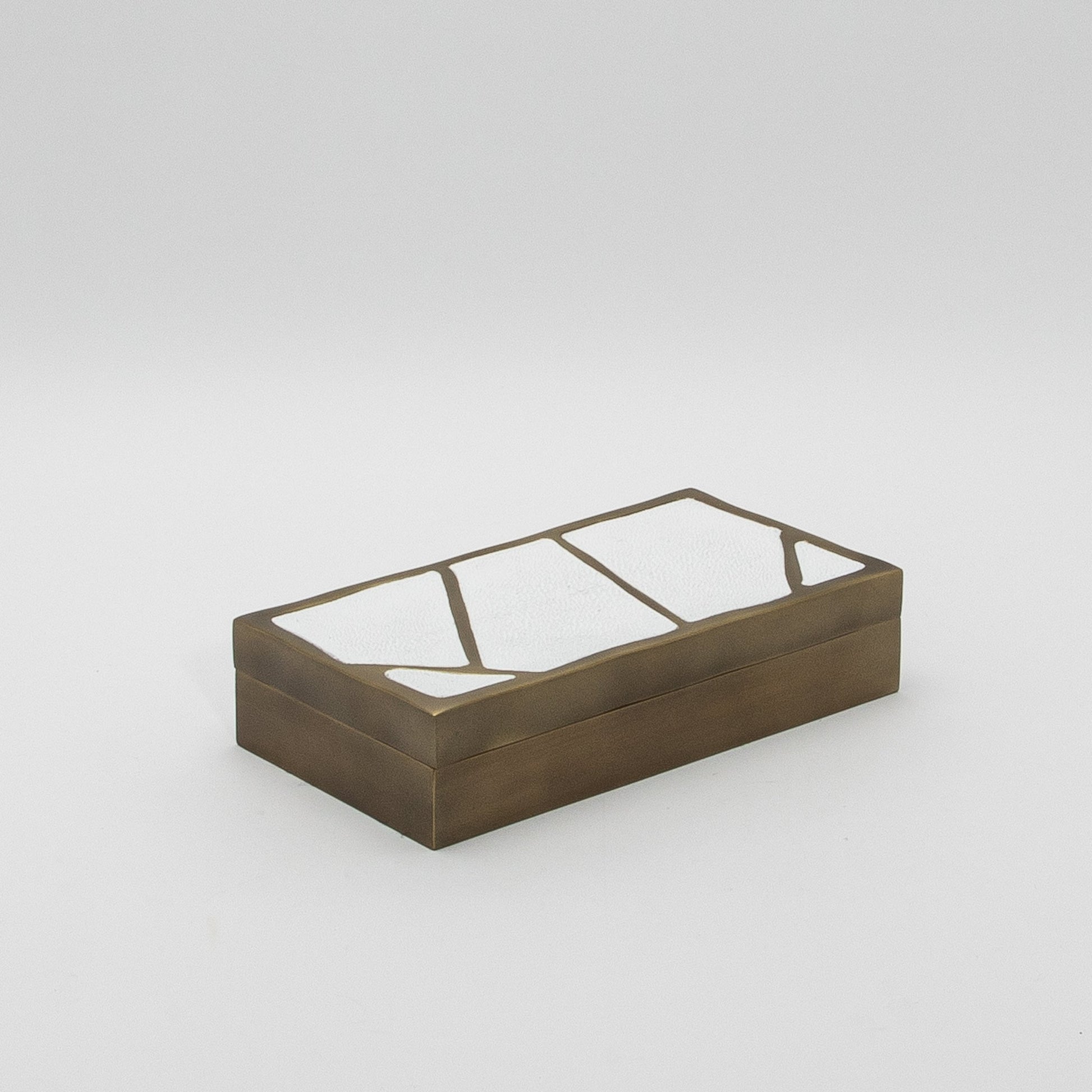 Modern Box in White Shagreen with Bronze Patina Brass by R&Y Augousti