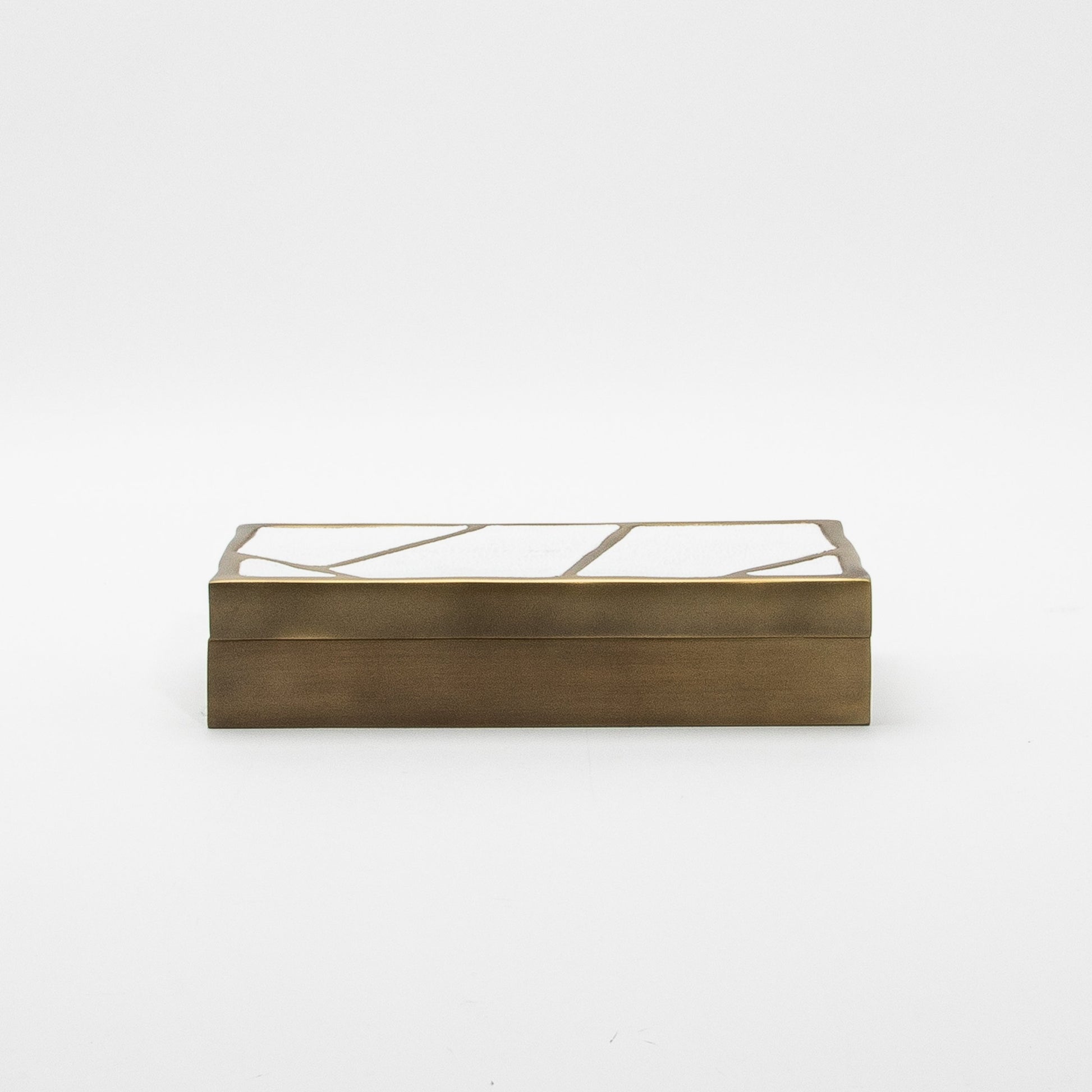 Modern Box in White Shagreen with Bronze Patina Brass by R&Y Augousti