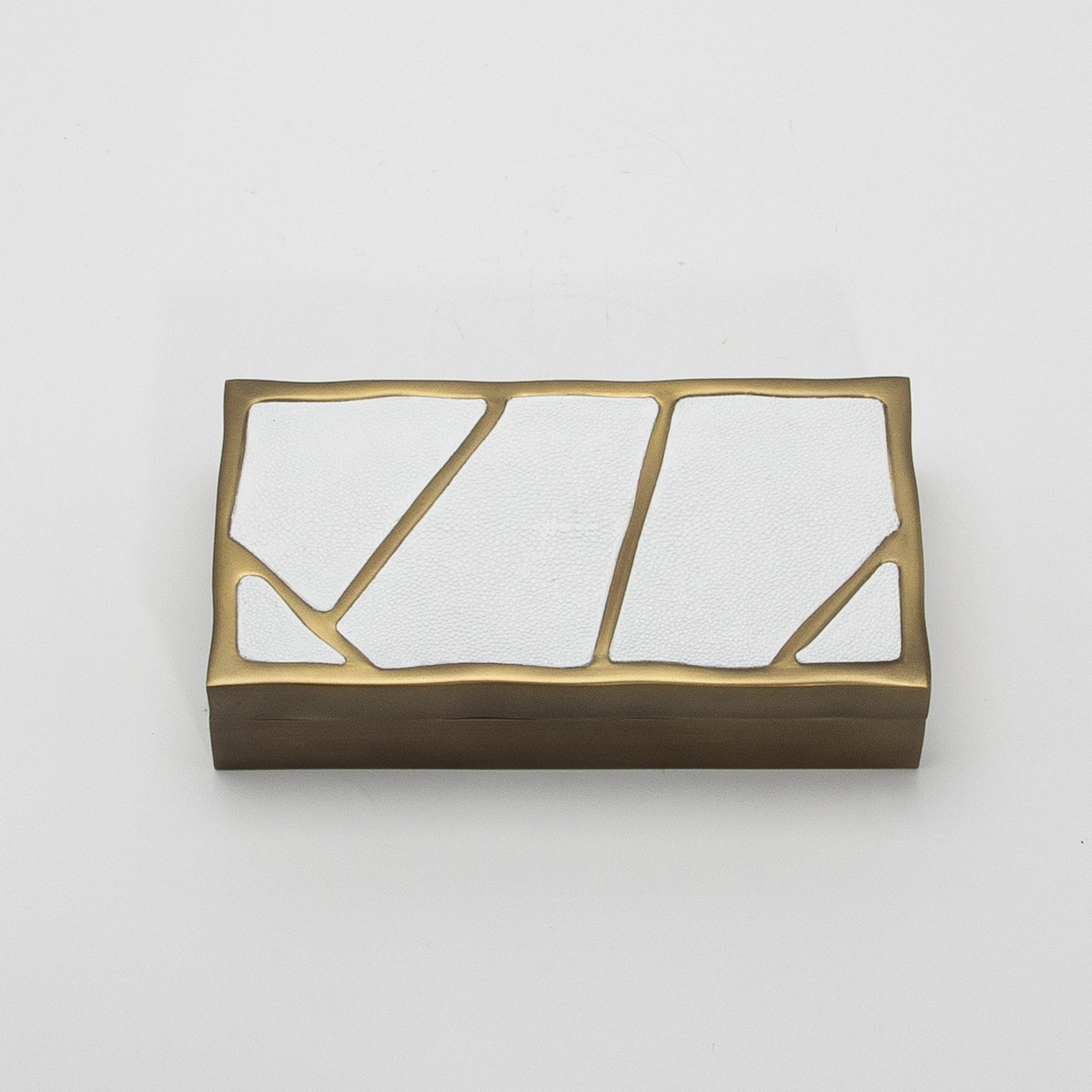 Modern Box in White Shagreen with Bronze Patina Brass by R&Y Augousti