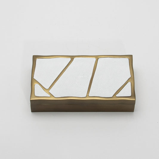 Modern Box in White Shagreen with Bronze Patina Brass by R&Y Augousti