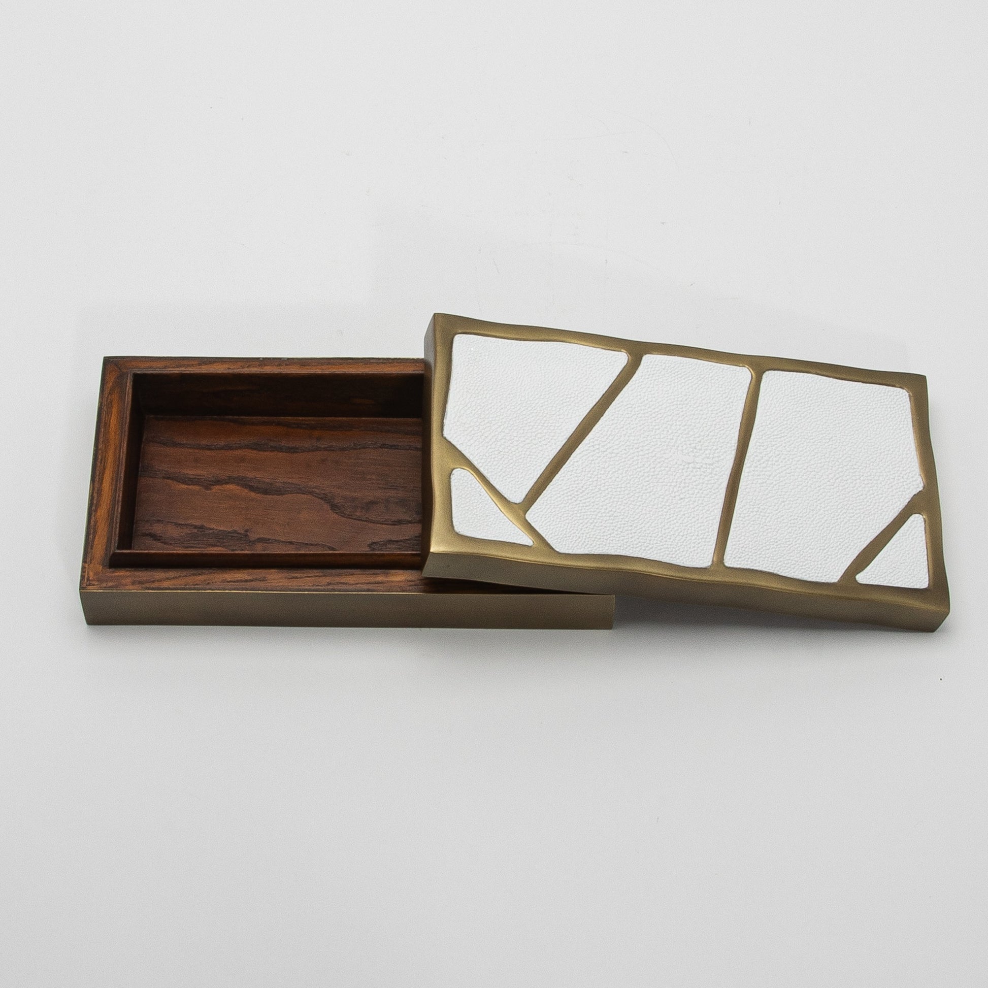 Modern Box in White Shagreen with Bronze Patina Brass by R&Y Augousti