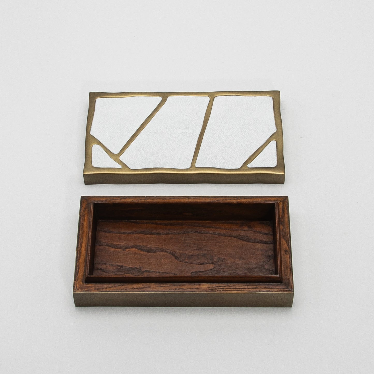 Modern Box in White Shagreen with Bronze Patina Brass by R&Y Augousti