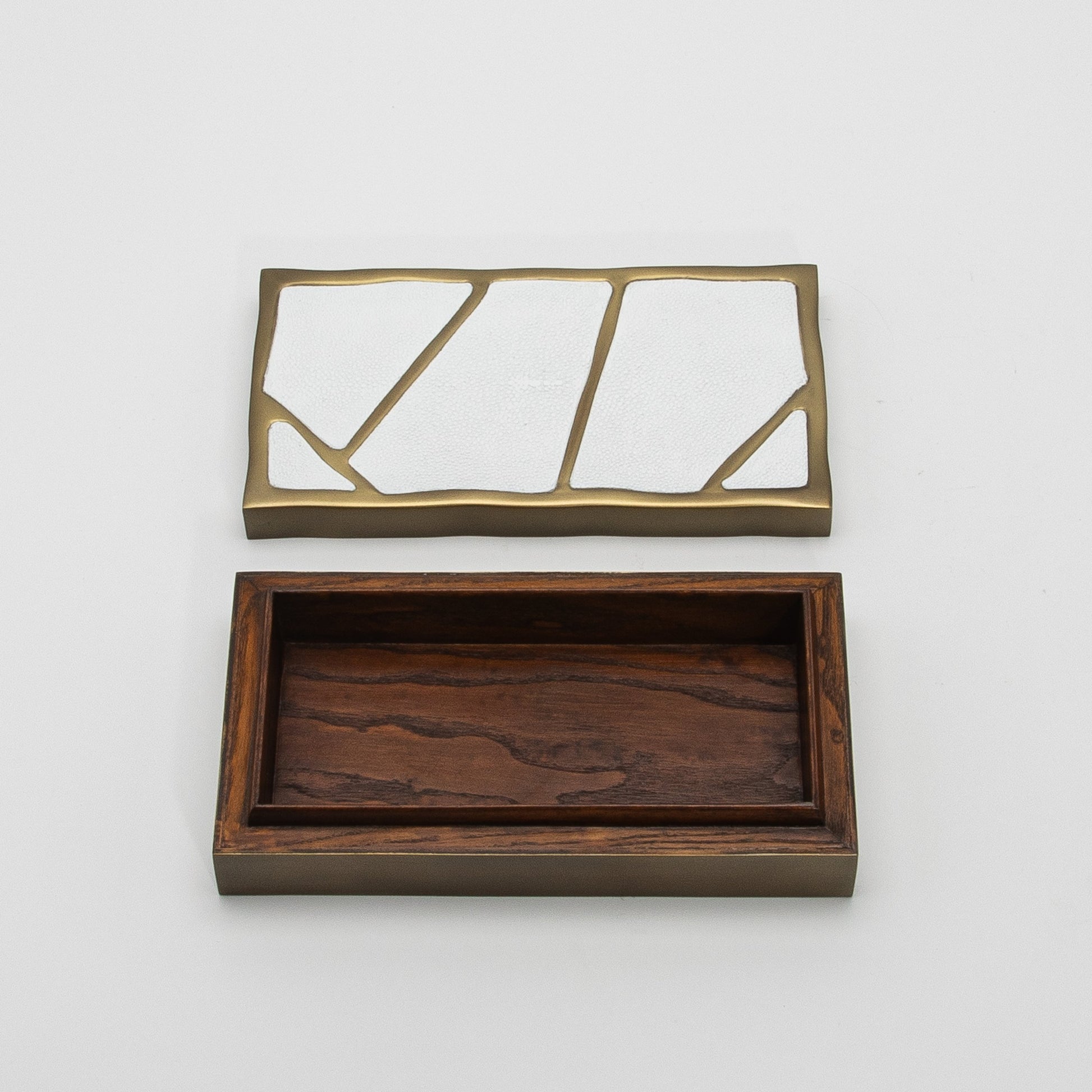 Modern Box in White Shagreen with Bronze Patina Brass by R&Y Augousti