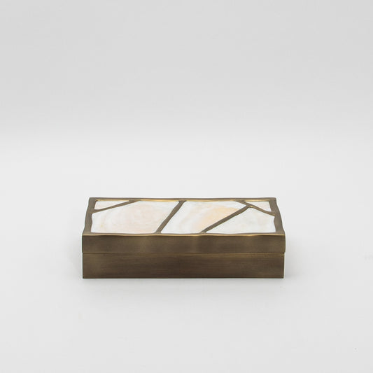 Modern Box in Mother of Pearl with Bronze Patina Brass by R&Y Augousti