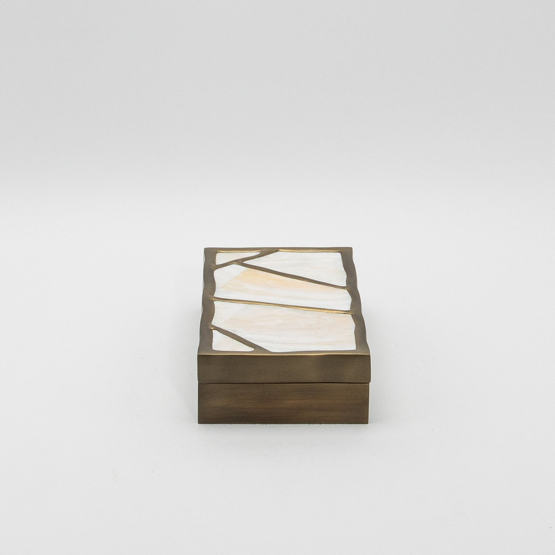 Modern Box in Mother of Pearl with Bronze Patina Brass by R&Y Augousti
