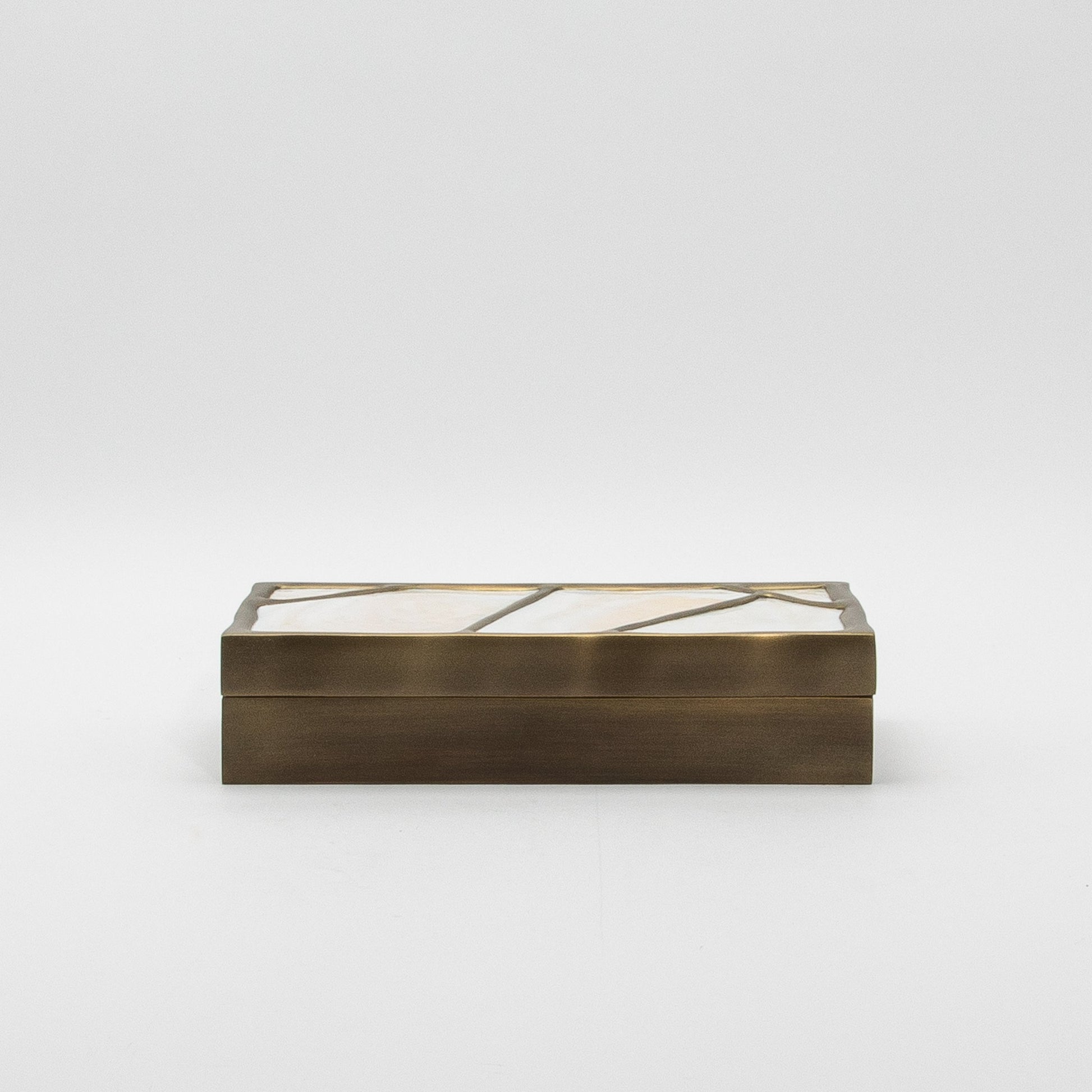 Modern Box in Mother of Pearl with Bronze Patina Brass by R&Y Augousti