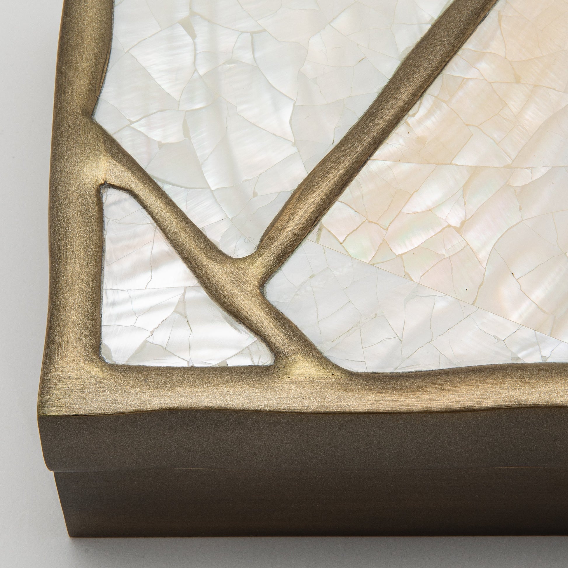 Modern Box in Mother of Pearl with Bronze Patina Brass by R&Y Augousti