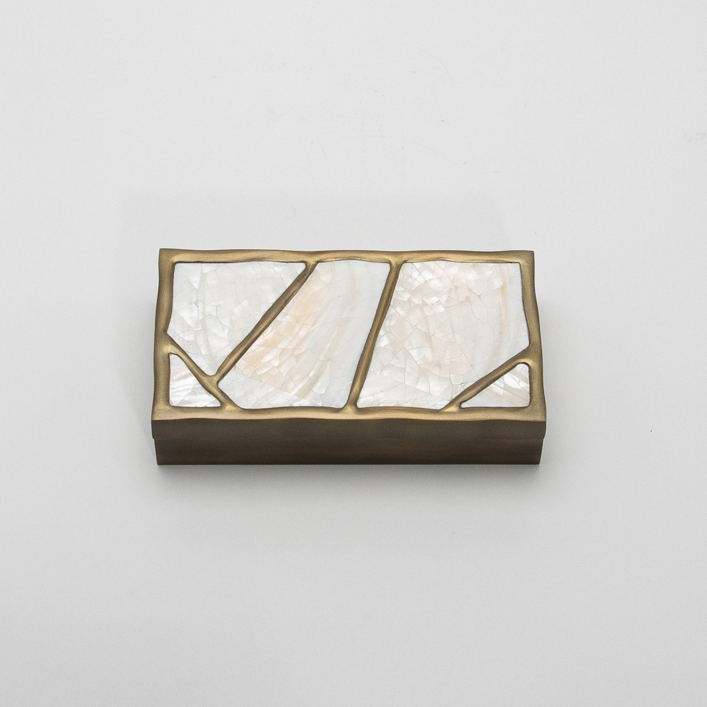 Modern Box in Mother of Pearl with Bronze Patina Brass by R&Y Augousti