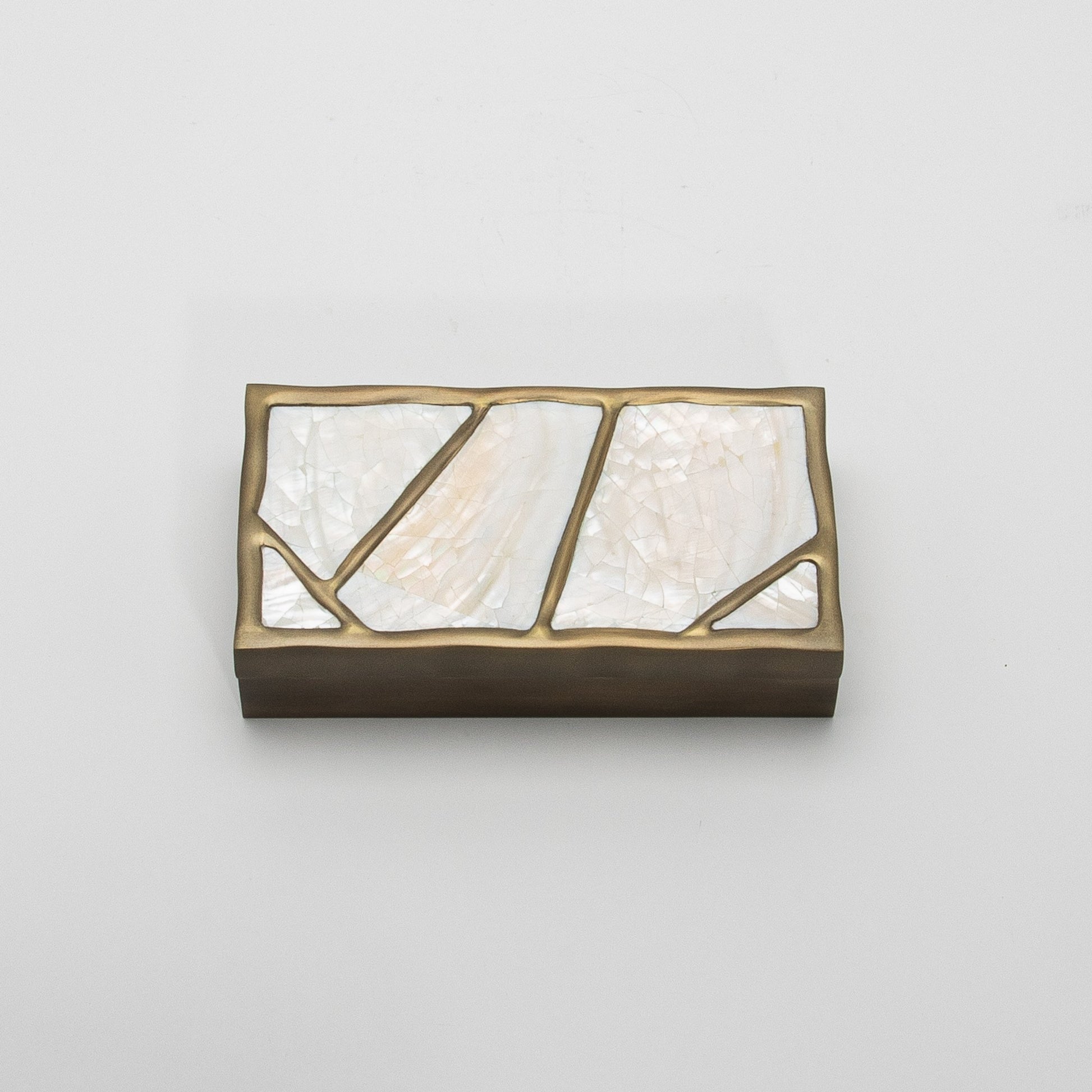 Modern Box in Mother of Pearl with Bronze Patina Brass by R&Y Augousti
