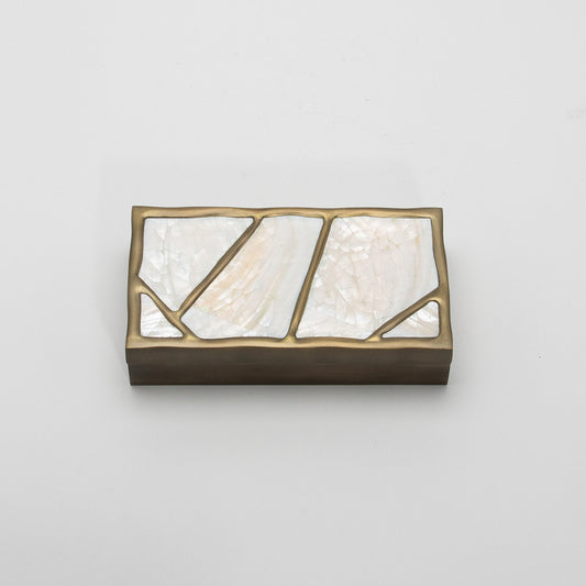 Modern Box in Mother of Pearl with Bronze Patina Brass by R&Y Augousti