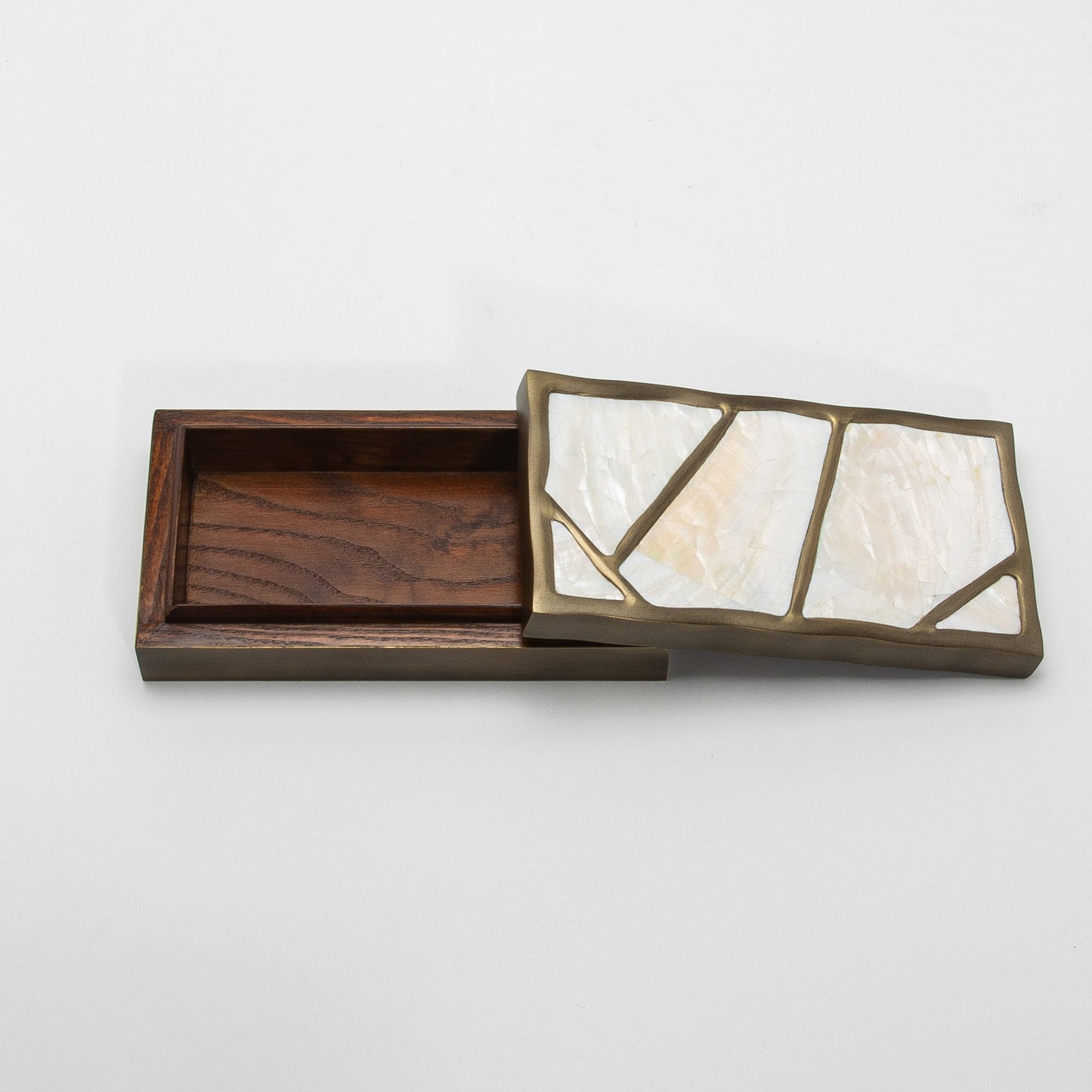 Modern Box in Mother of Pearl with Bronze Patina Brass by R&Y Augousti