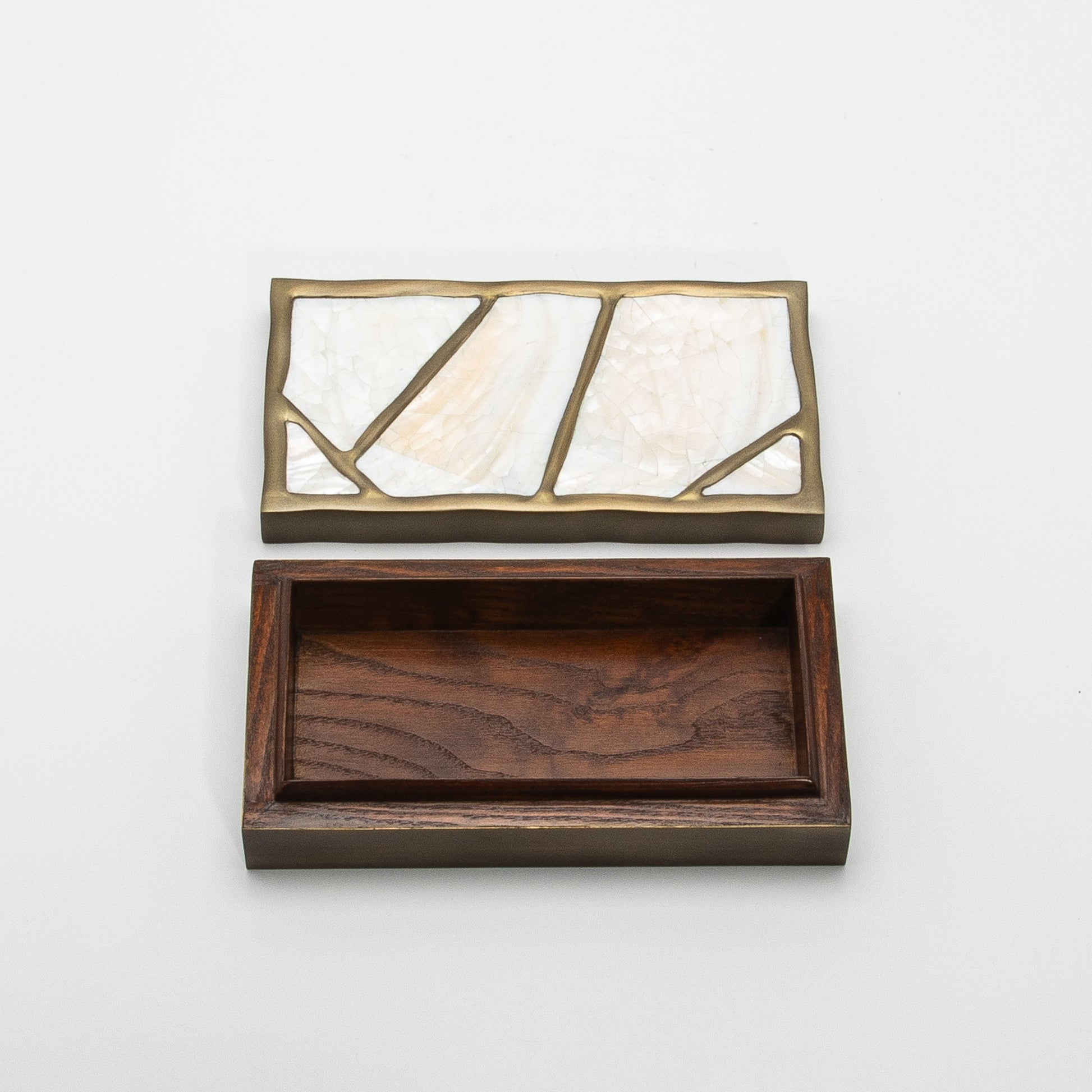 Modern Box in Mother of Pearl with Bronze Patina Brass by R&Y Augousti