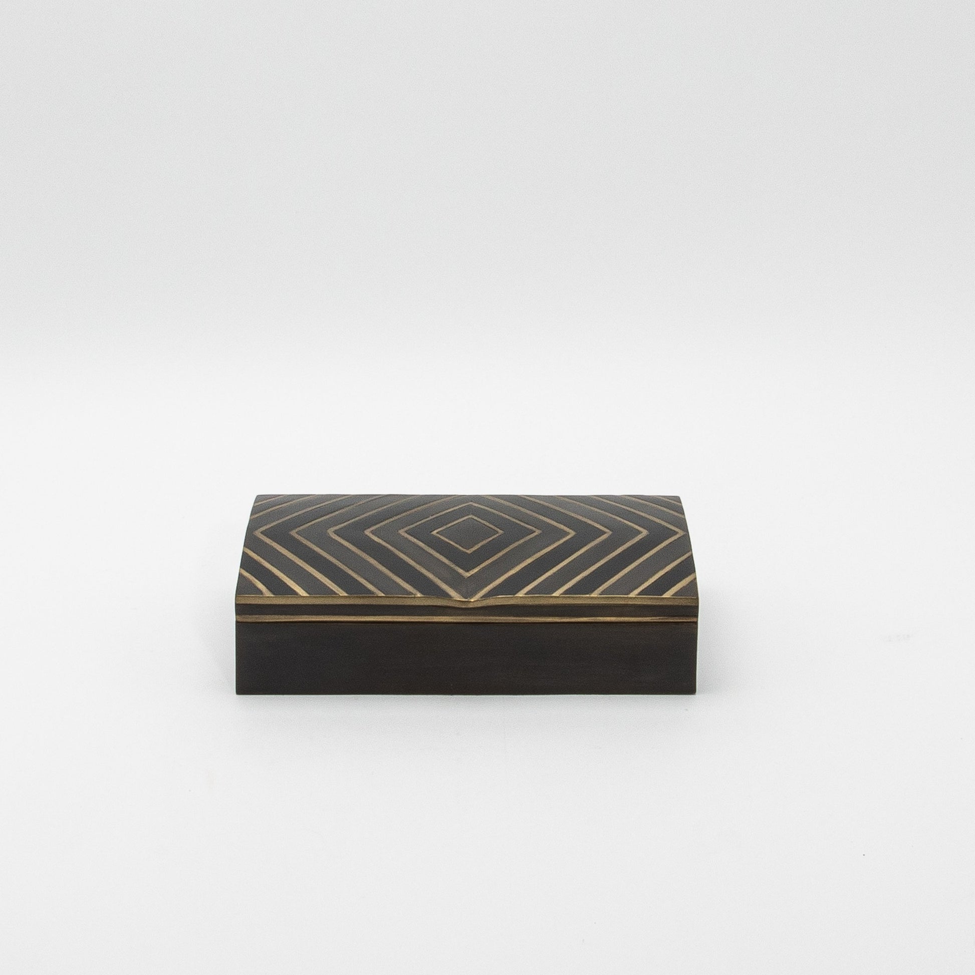 Set of 3 Boxes in Black Oak with Brass Details by R&Y Augousti