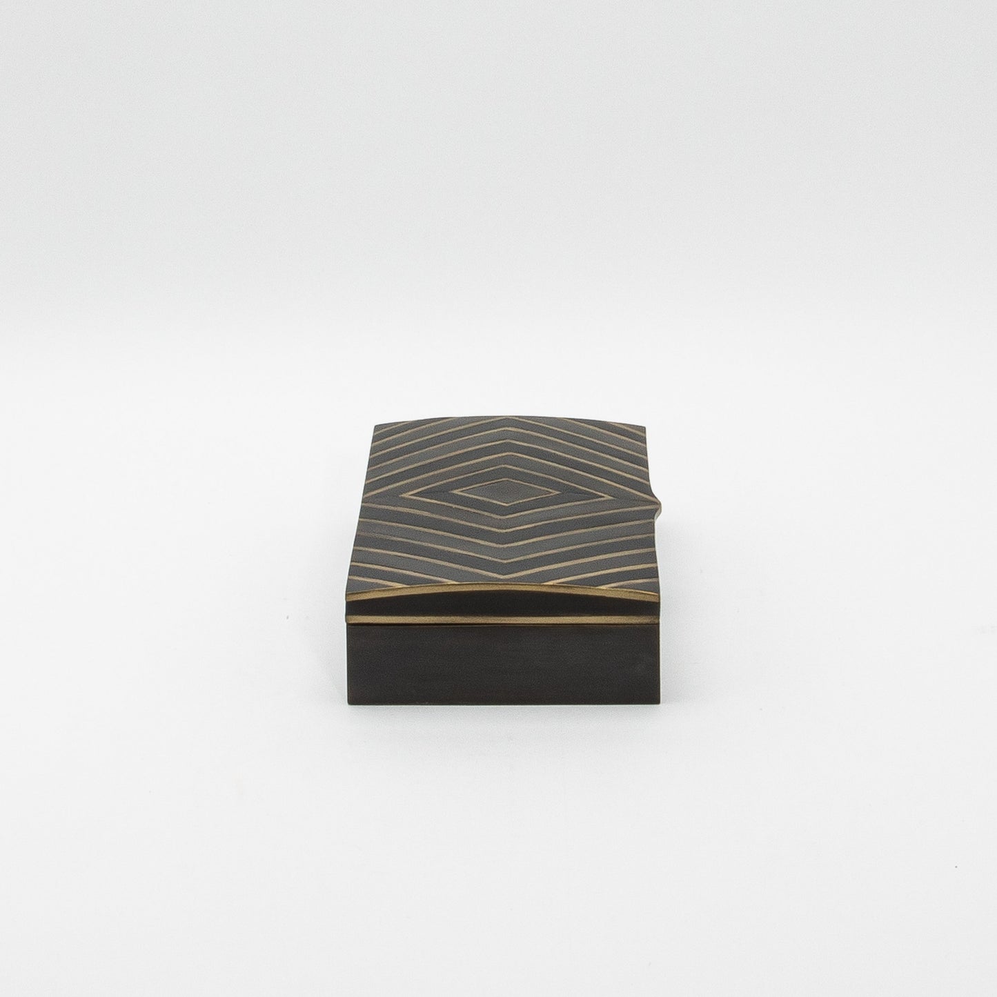 Set of 3 Boxes in Black Oak with Brass Details by R&Y Augousti